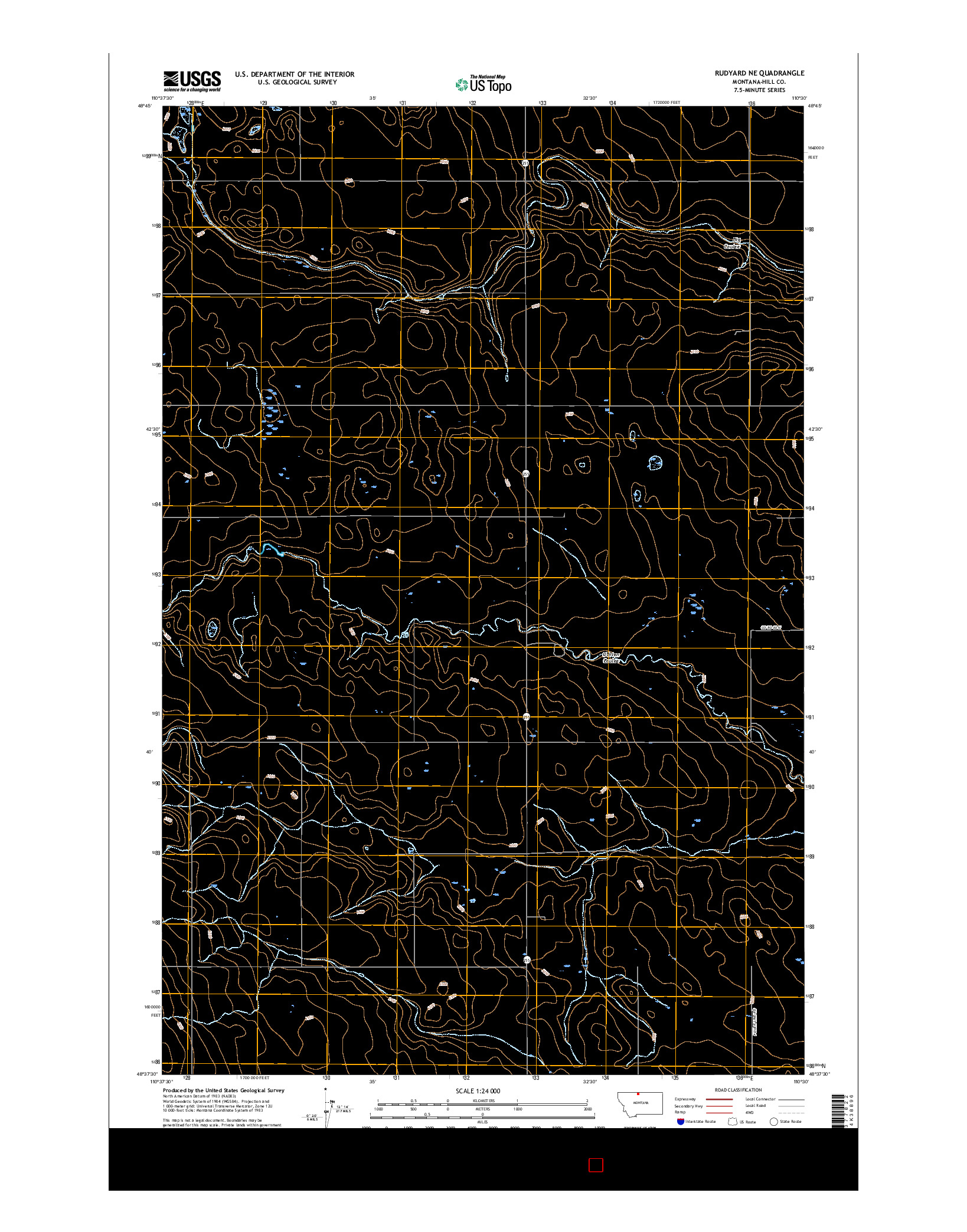 USGS US TOPO 7.5-MINUTE MAP FOR RUDYARD NE, MT 2017