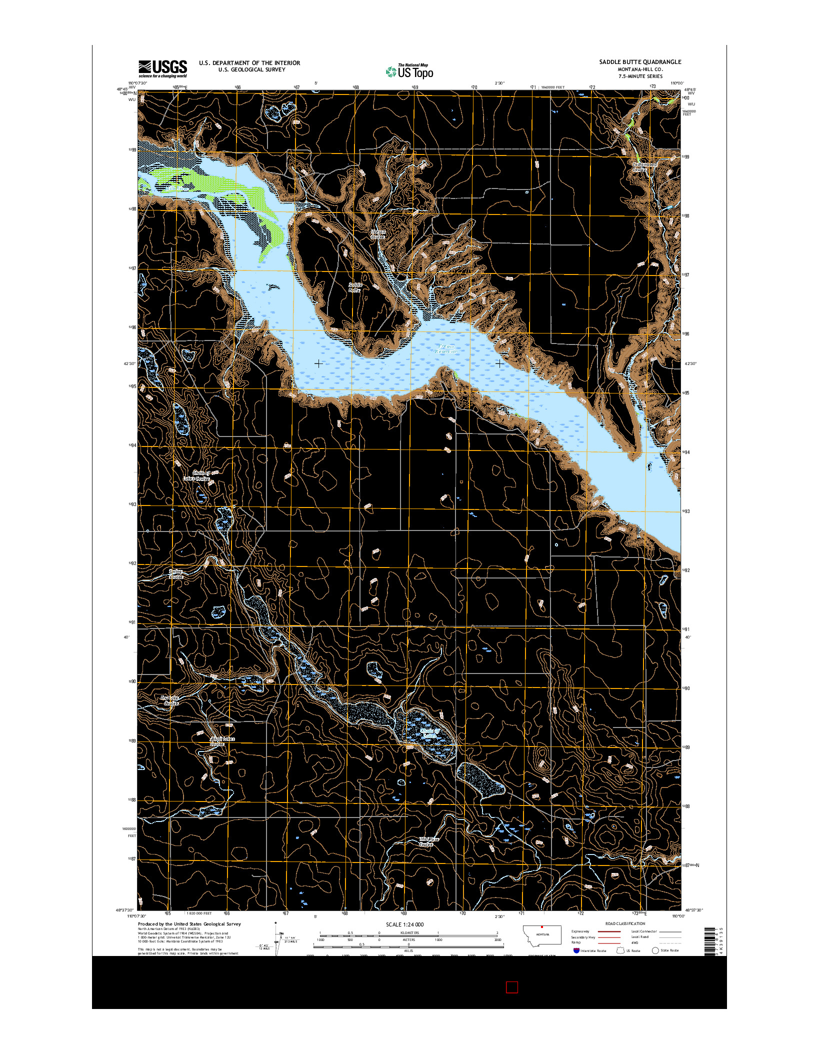 USGS US TOPO 7.5-MINUTE MAP FOR SADDLE BUTTE, MT 2017