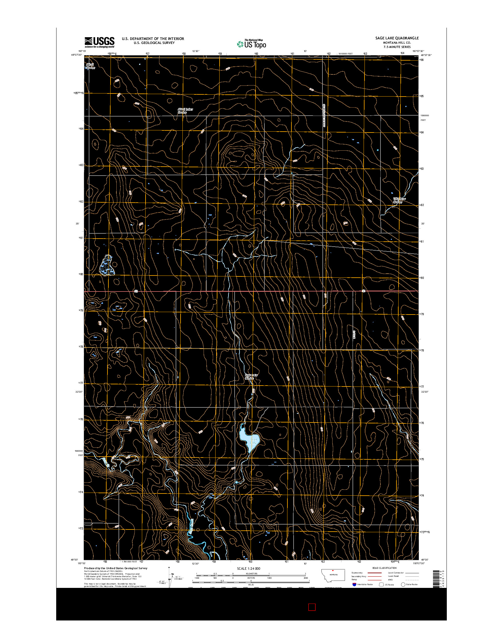 USGS US TOPO 7.5-MINUTE MAP FOR SAGE LAKE, MT 2017