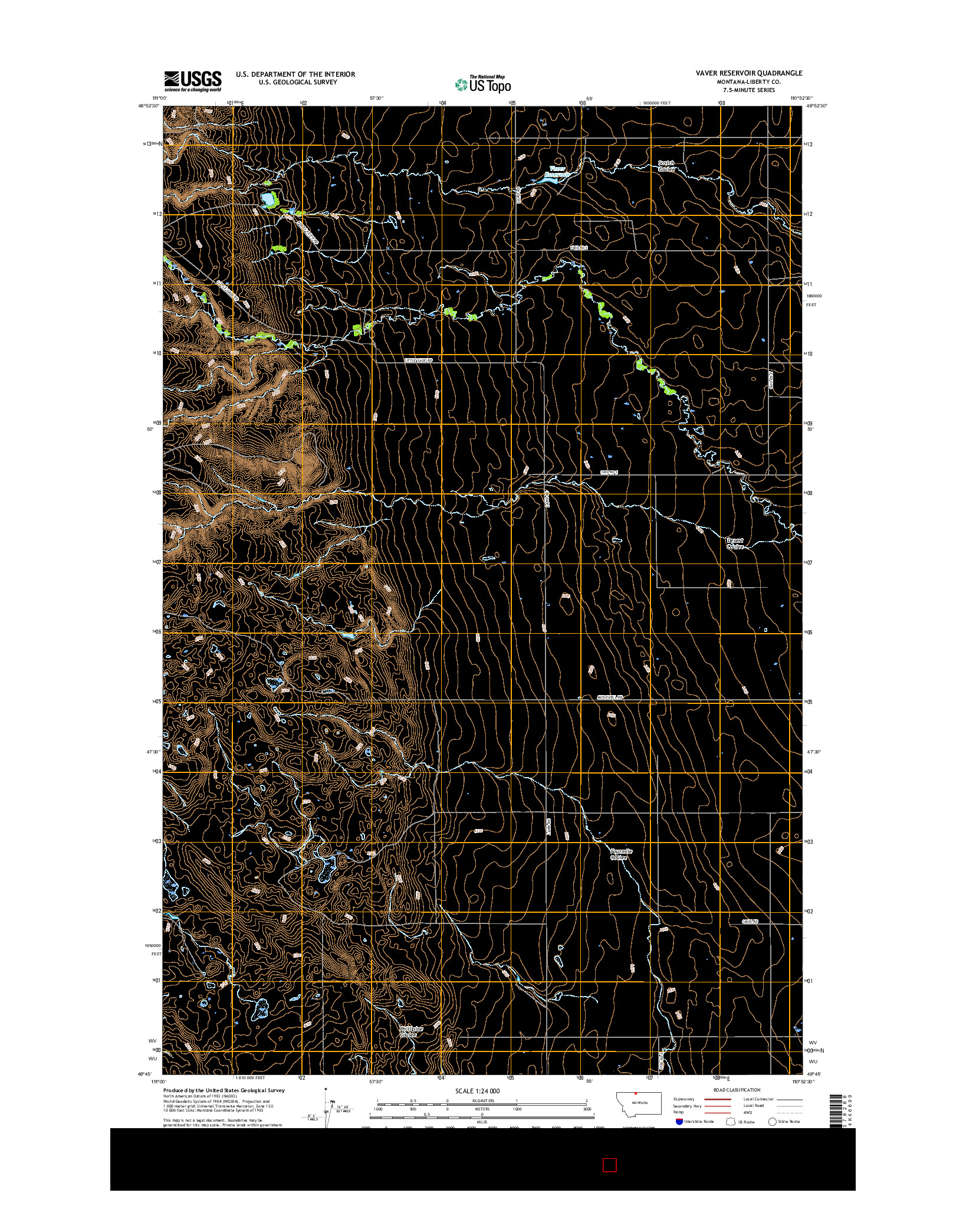 USGS US TOPO 7.5-MINUTE MAP FOR VAVER RESERVOIR, MT 2017