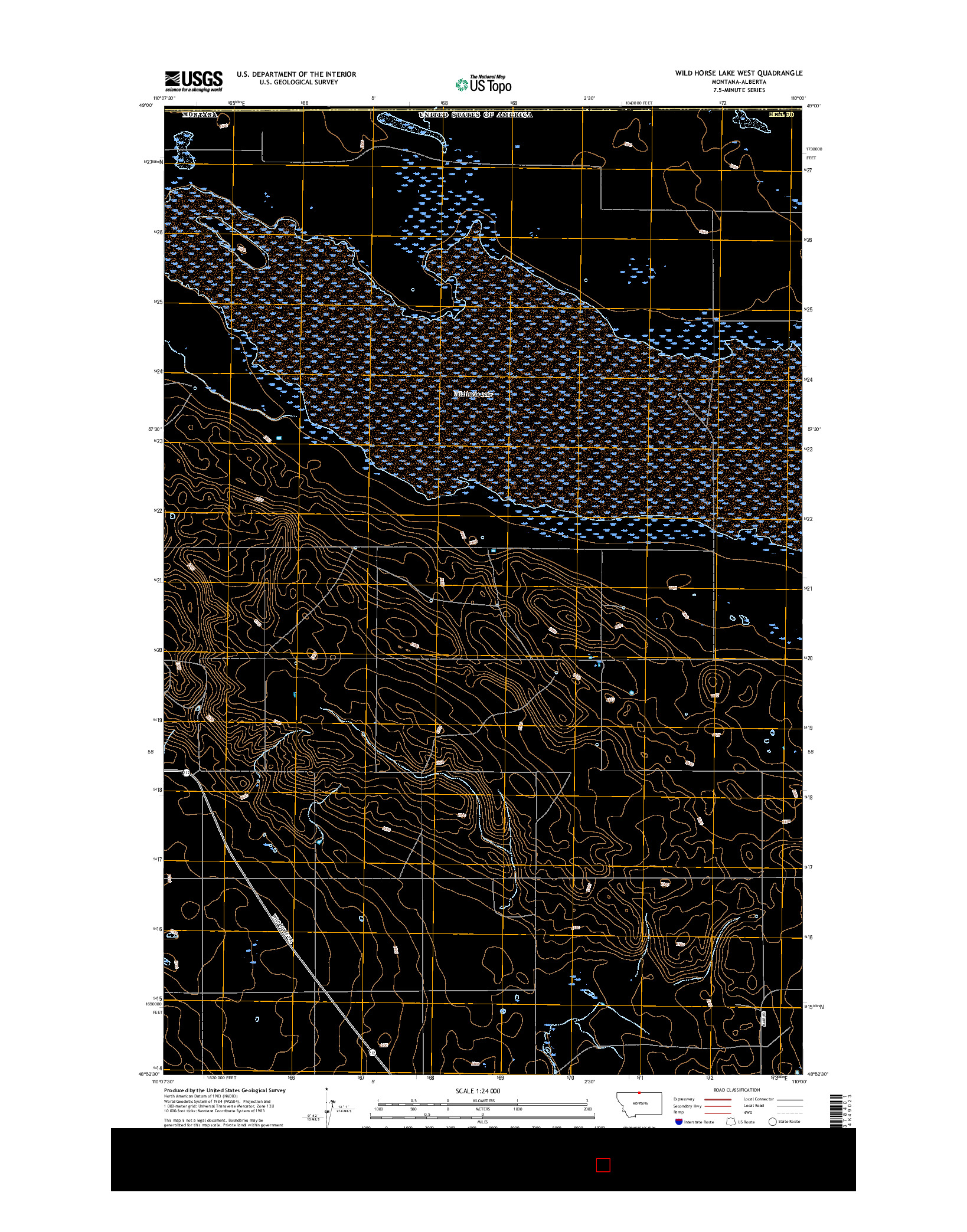 USGS US TOPO 7.5-MINUTE MAP FOR WILD HORSE LAKE WEST, MT-AB 2017