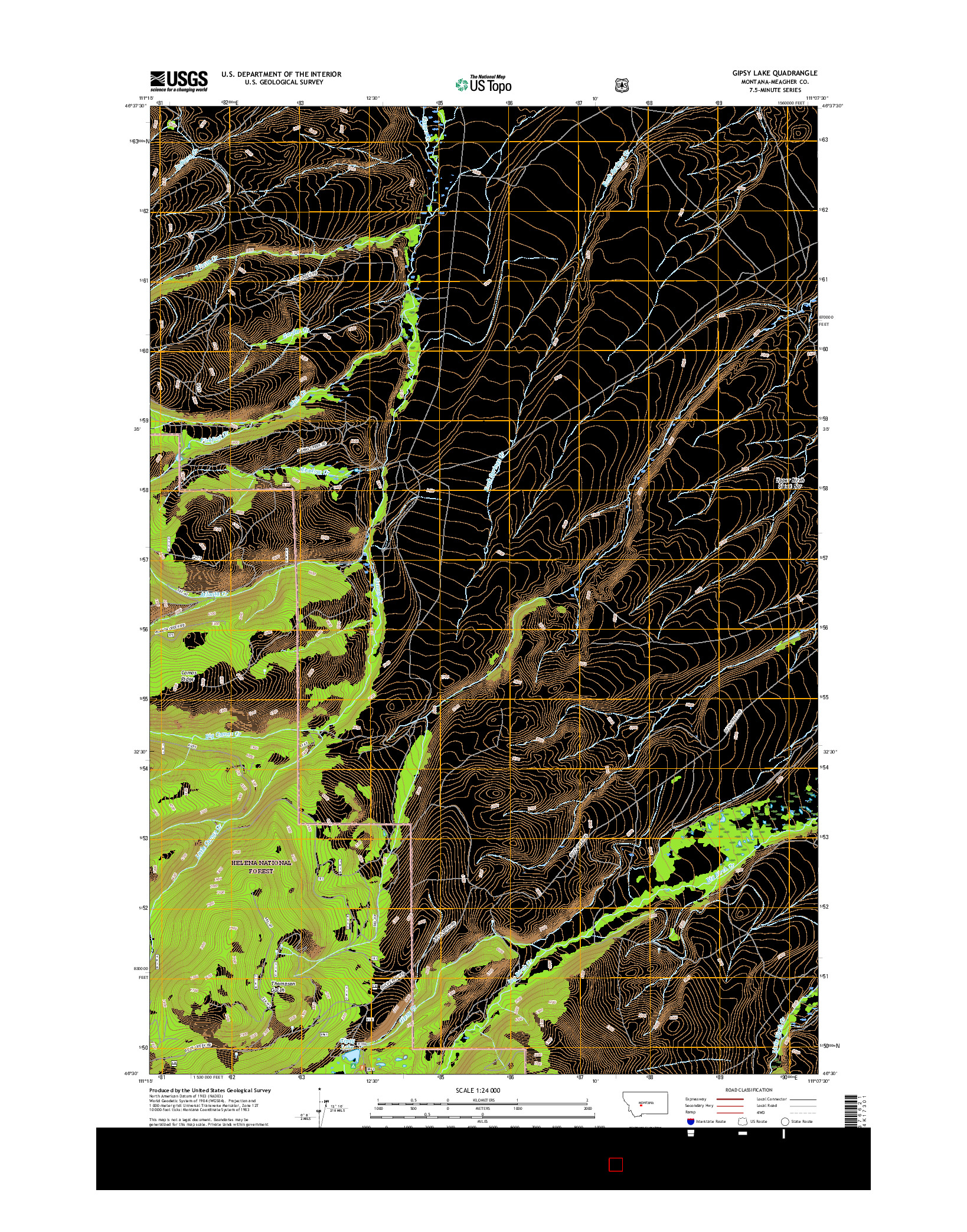 USGS US TOPO 7.5-MINUTE MAP FOR GIPSY LAKE, MT 2017