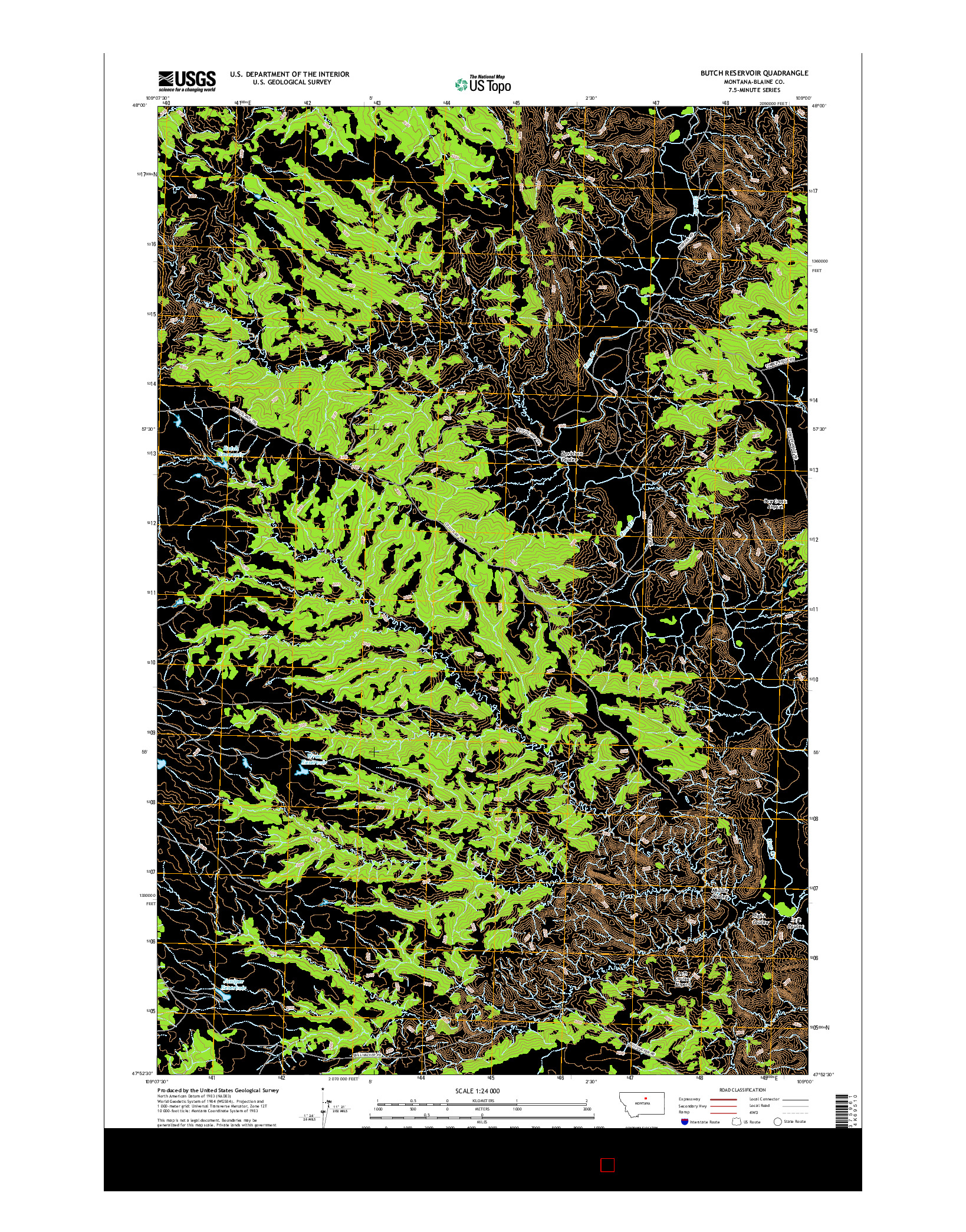 USGS US TOPO 7.5-MINUTE MAP FOR BUTCH RESERVOIR, MT 2017