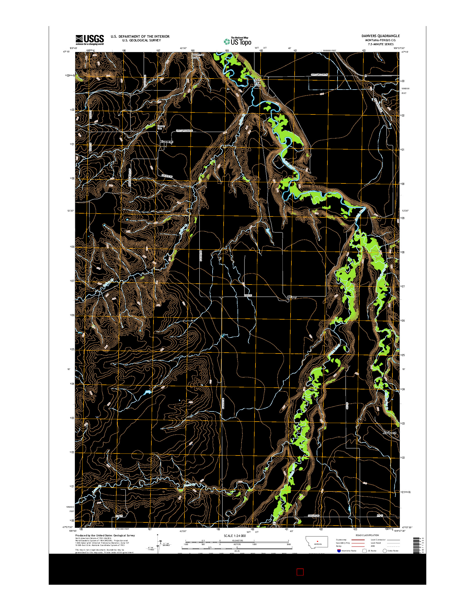 USGS US TOPO 7.5-MINUTE MAP FOR DANVERS, MT 2017