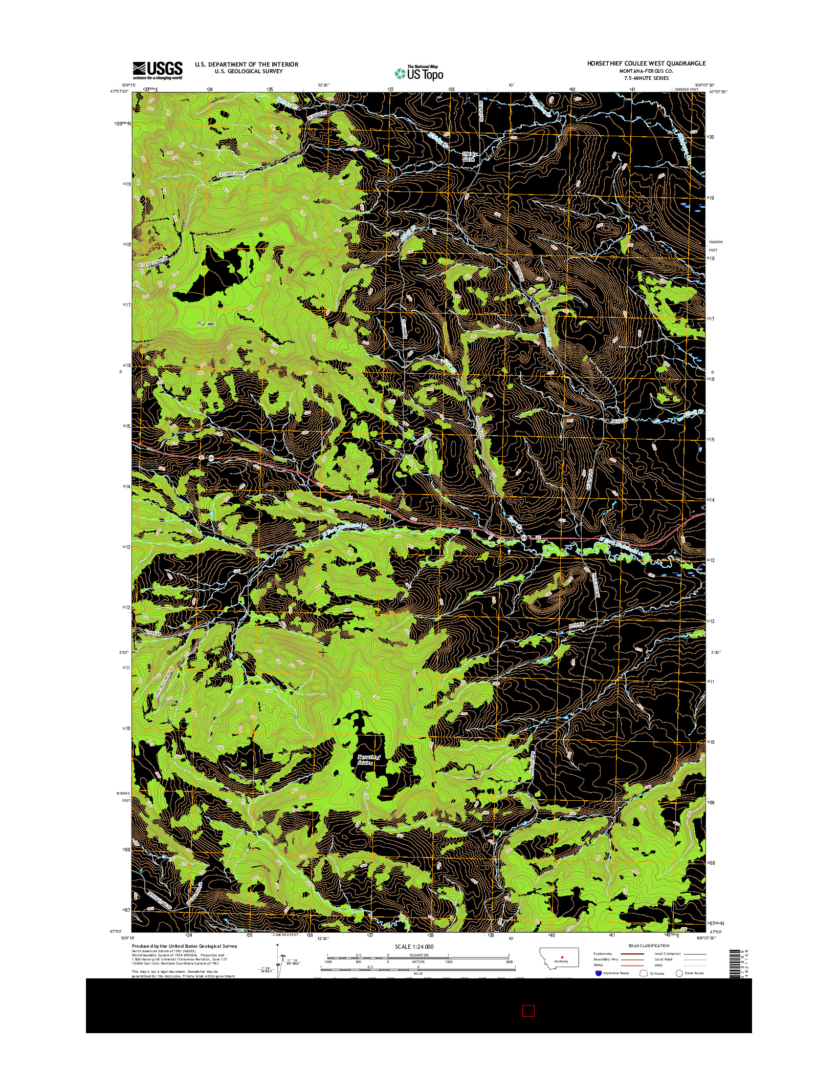 USGS US TOPO 7.5-MINUTE MAP FOR HORSETHIEF COULEE WEST, MT 2017
