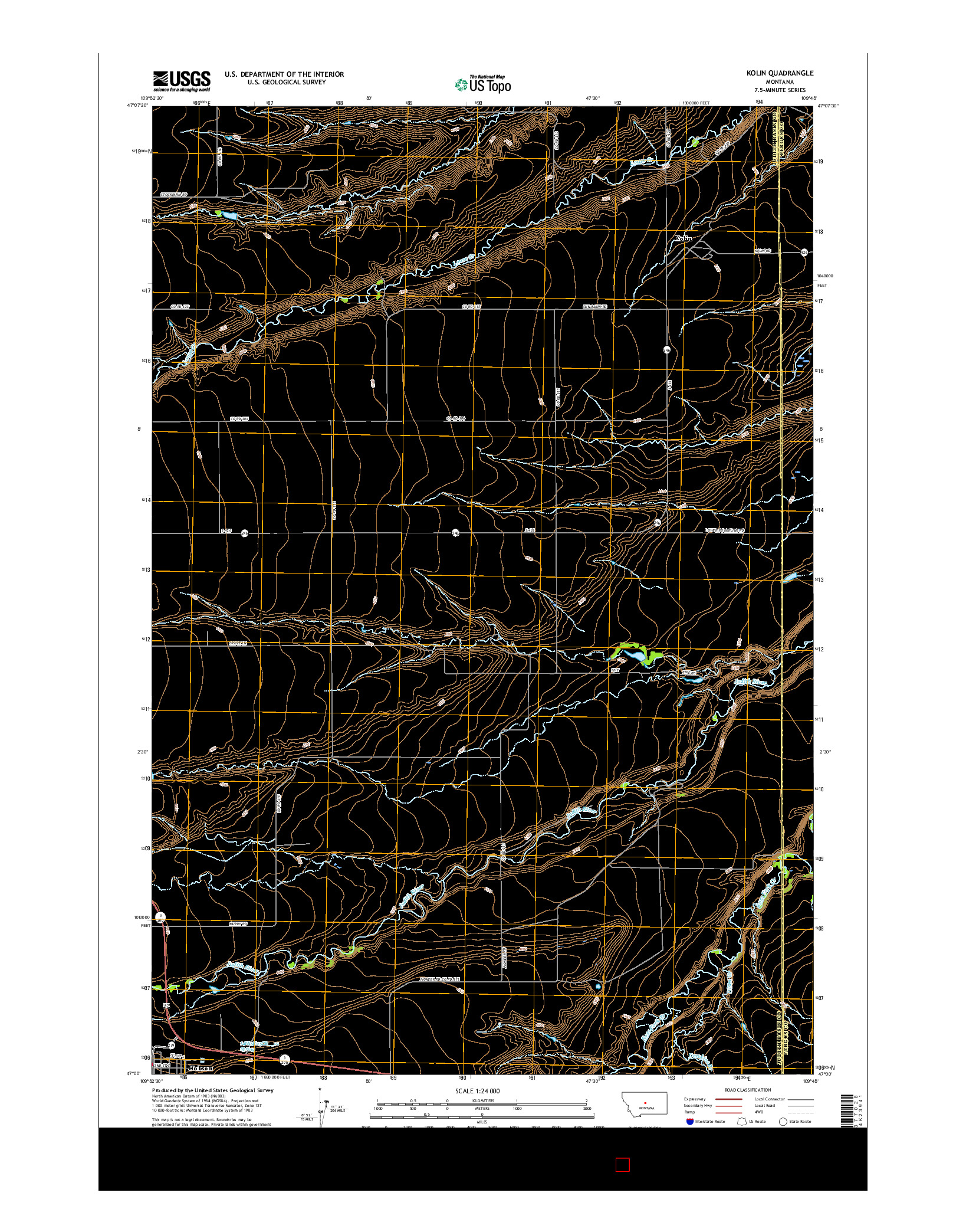 USGS US TOPO 7.5-MINUTE MAP FOR KOLIN, MT 2017