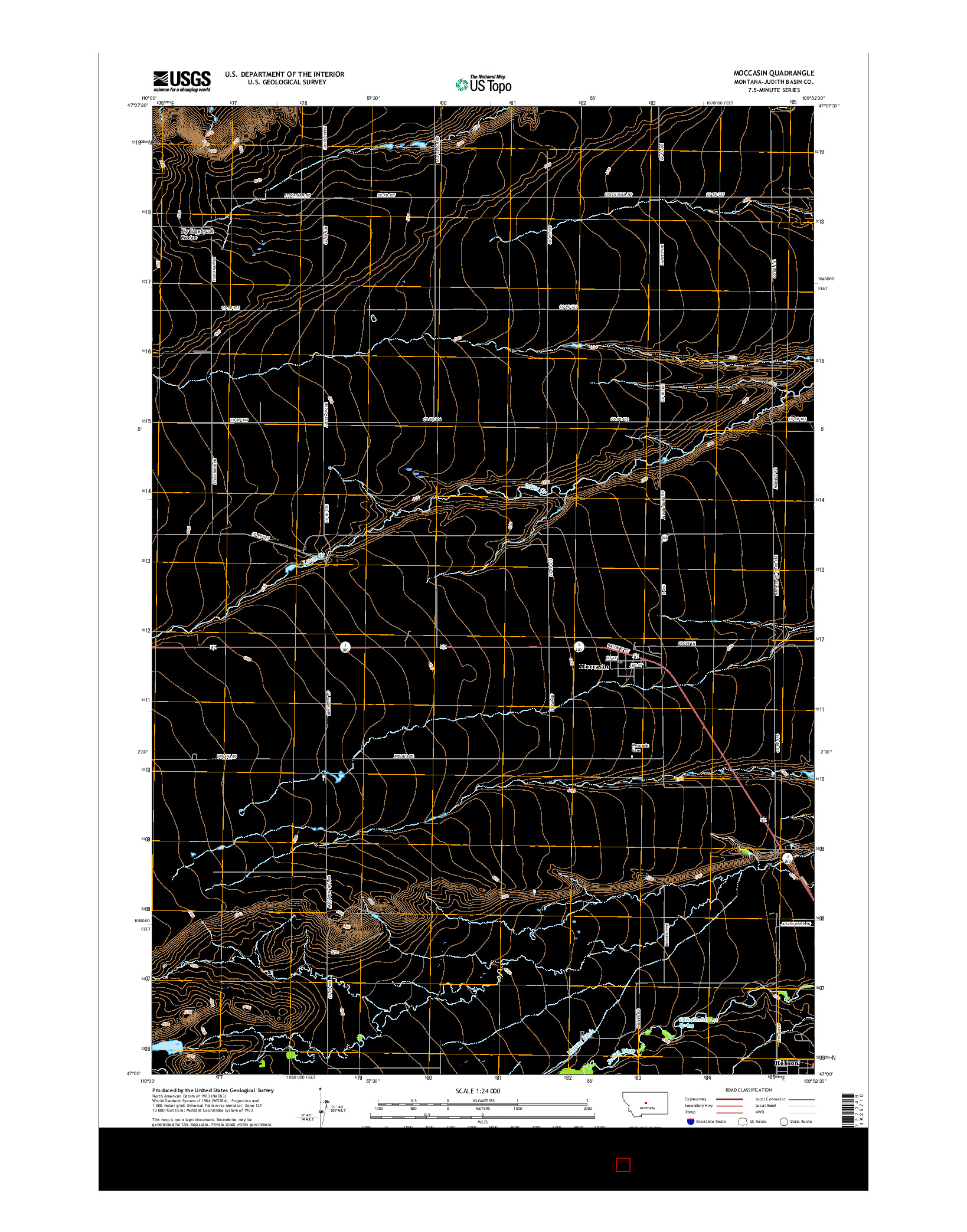 USGS US TOPO 7.5-MINUTE MAP FOR MOCCASIN, MT 2017