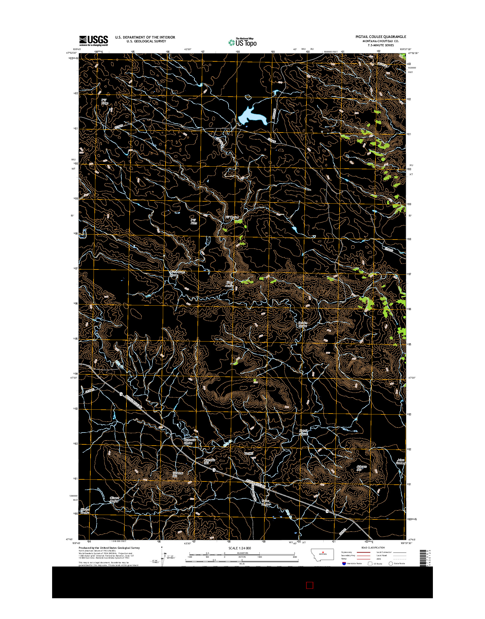 USGS US TOPO 7.5-MINUTE MAP FOR PIGTAIL COULEE, MT 2017