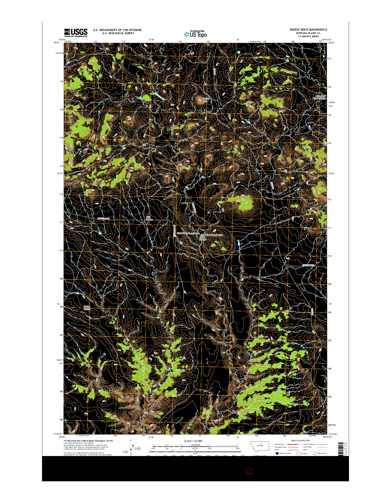 USGS US TOPO 7.5-MINUTE MAP FOR SADDLE ROCK, MT 2017