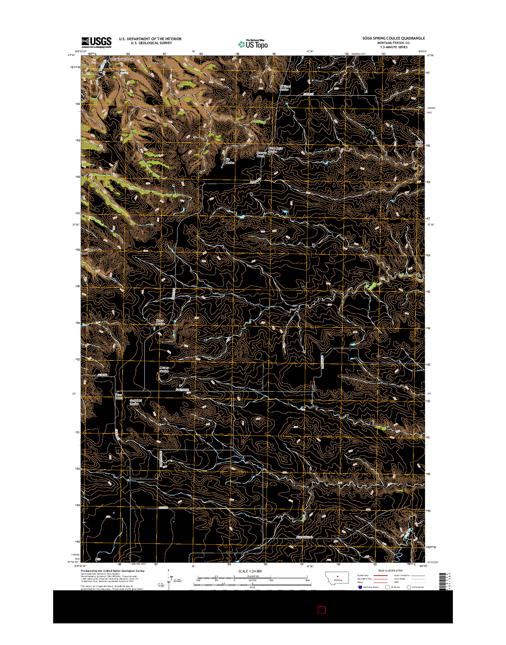 USGS US TOPO 7.5-MINUTE MAP FOR SODA SPRING COULEE, MT 2017