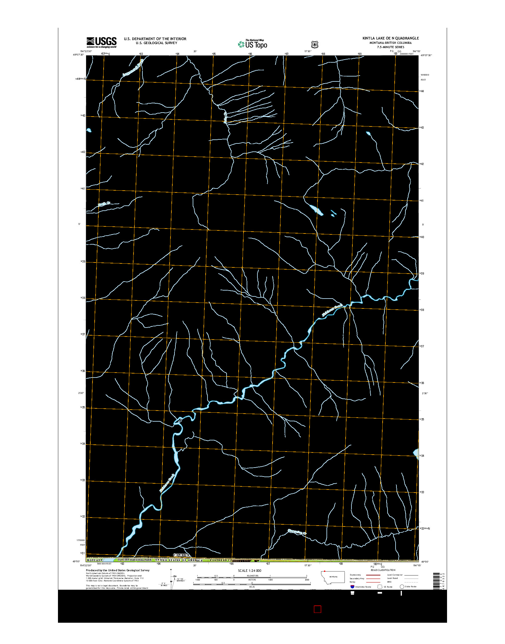 USGS US TOPO 7.5-MINUTE MAP FOR KINTLA LAKE OE N, MT-BC 2017