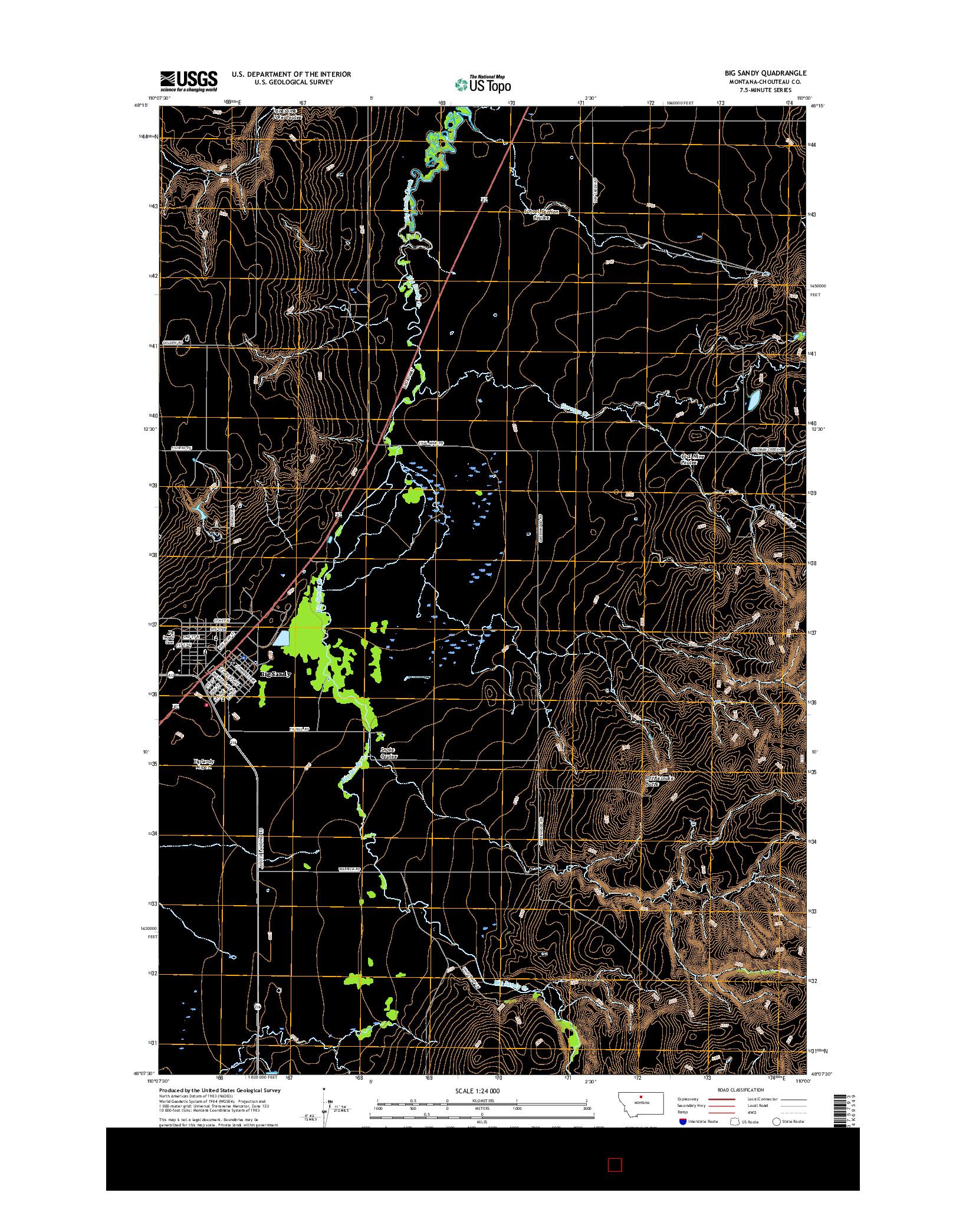 USGS US TOPO 7.5-MINUTE MAP FOR BIG SANDY, MT 2017