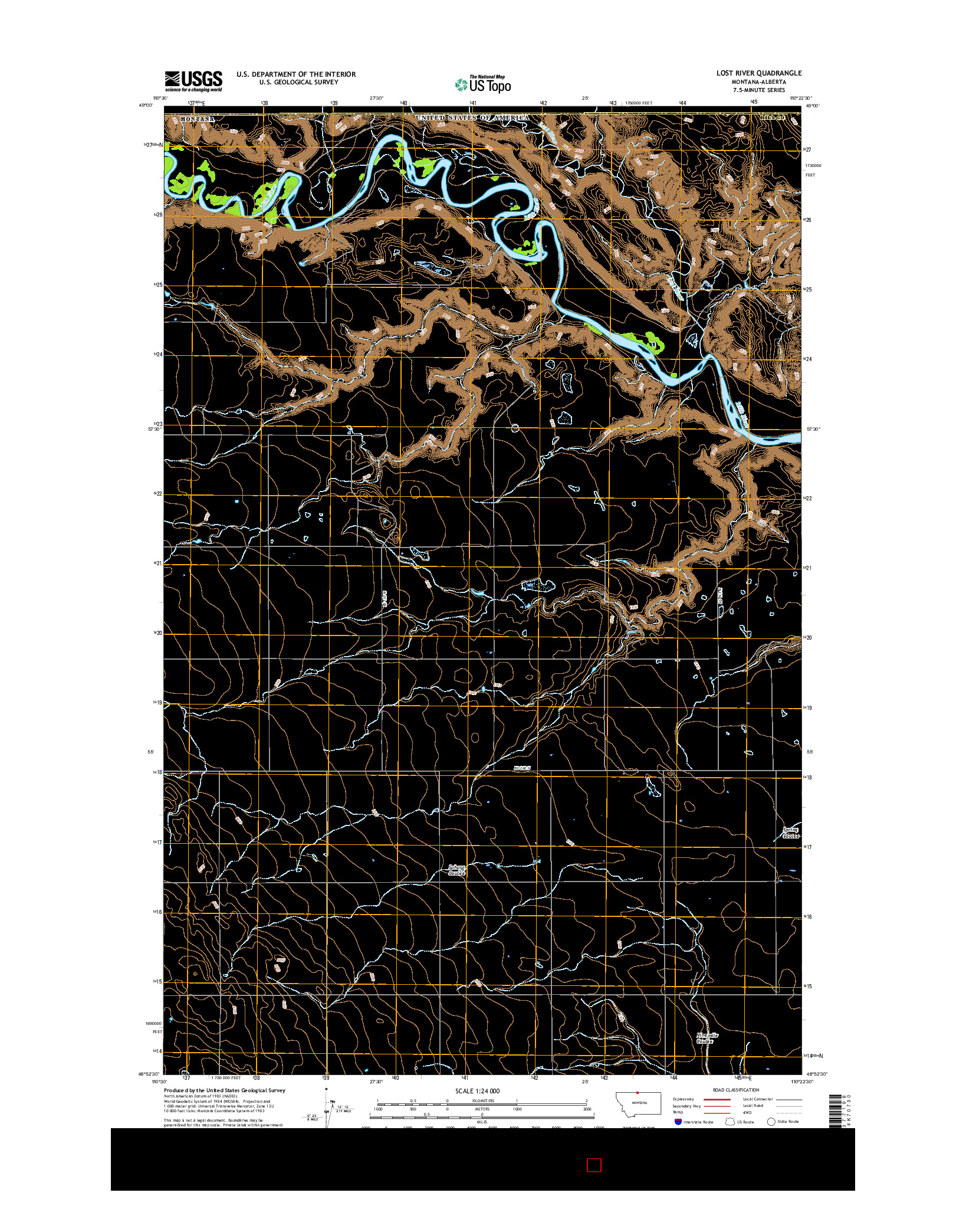 USGS US TOPO 7.5-MINUTE MAP FOR LOST RIVER, MT-AB 2017