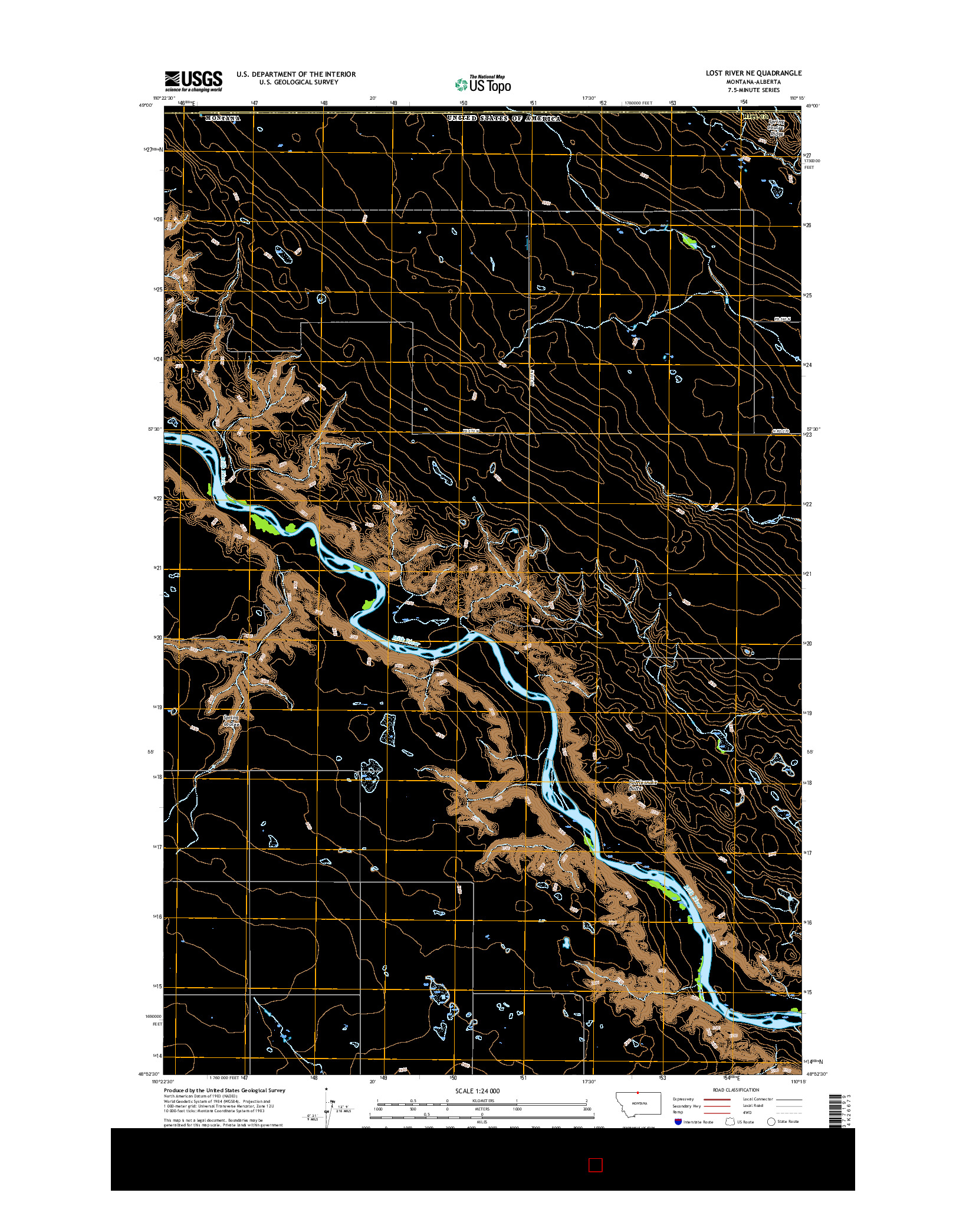USGS US TOPO 7.5-MINUTE MAP FOR LOST RIVER NE, MT-AB 2017