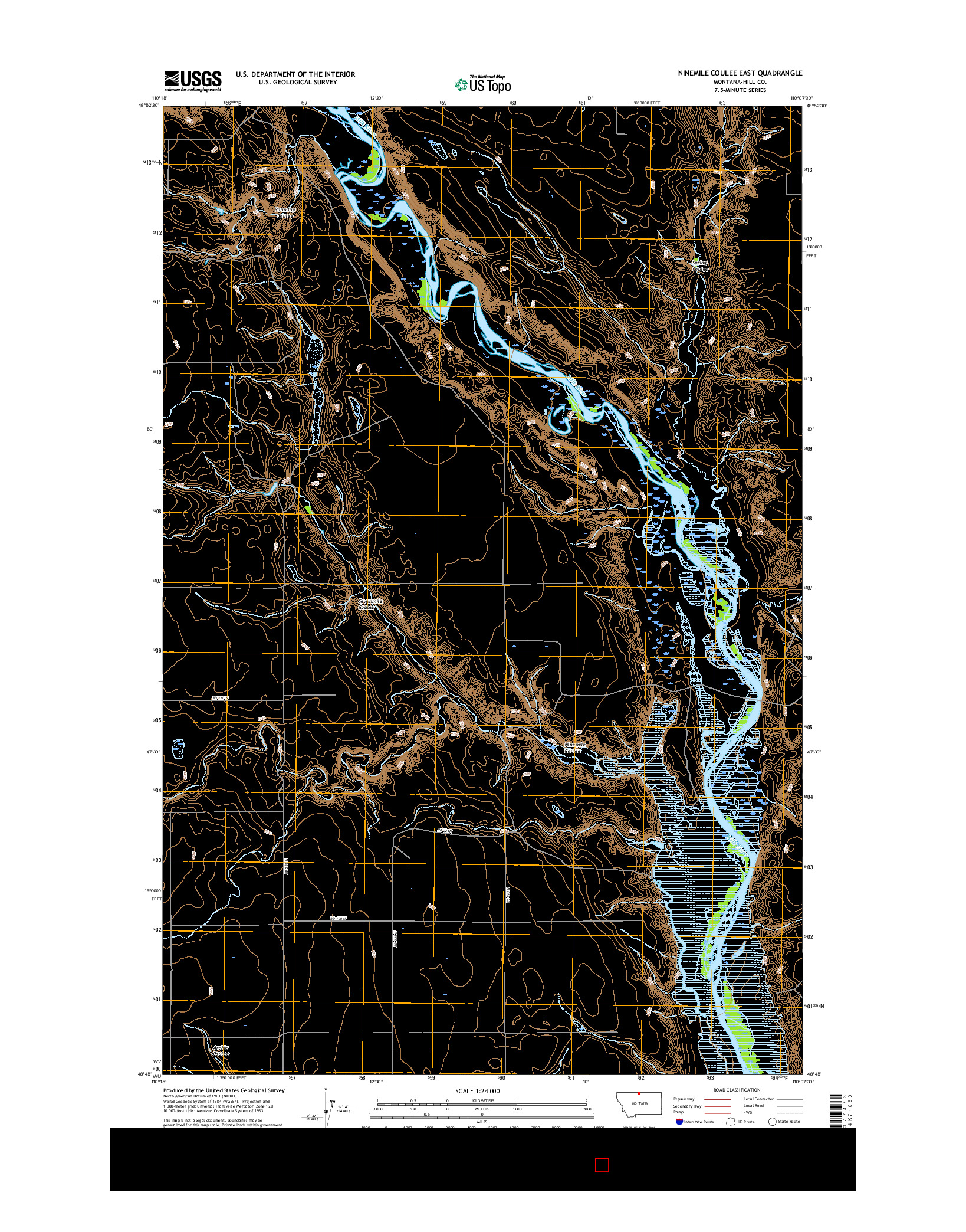 USGS US TOPO 7.5-MINUTE MAP FOR NINEMILE COULEE EAST, MT 2017