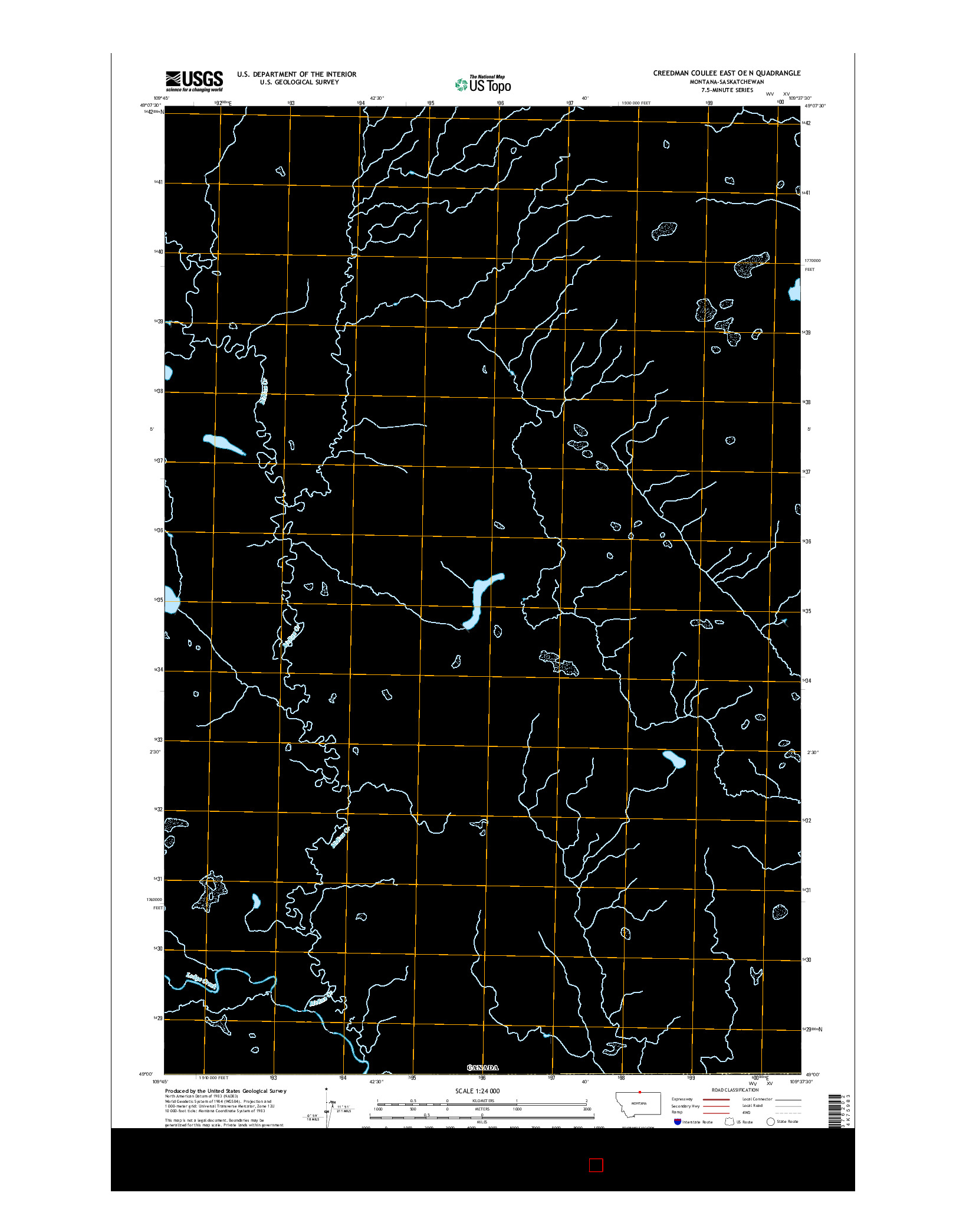 USGS US TOPO 7.5-MINUTE MAP FOR CREEDMAN COULEE EAST OE N, MT-SK 2017