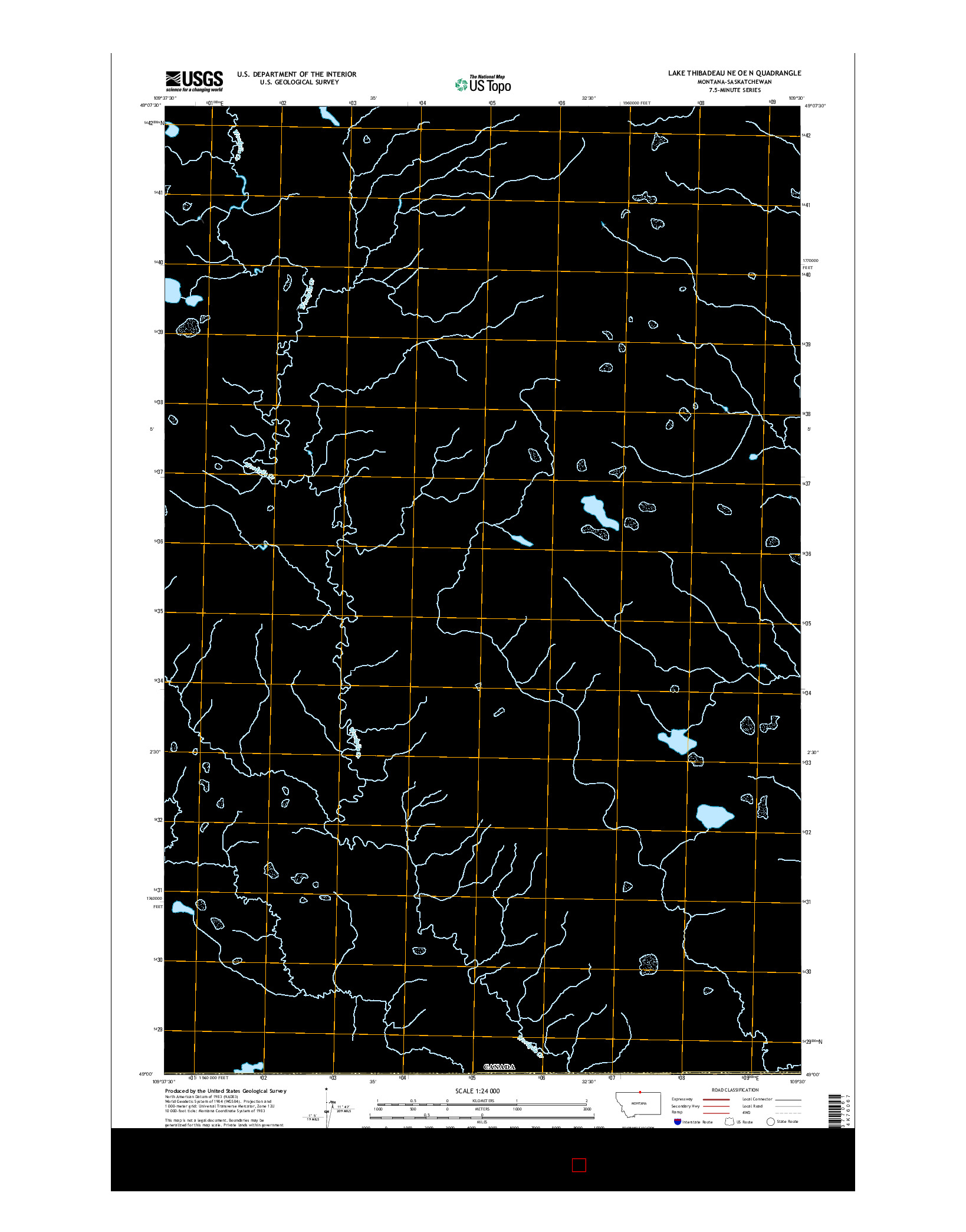 USGS US TOPO 7.5-MINUTE MAP FOR LAKE THIBADEAU NE OE N, MT-SK 2017