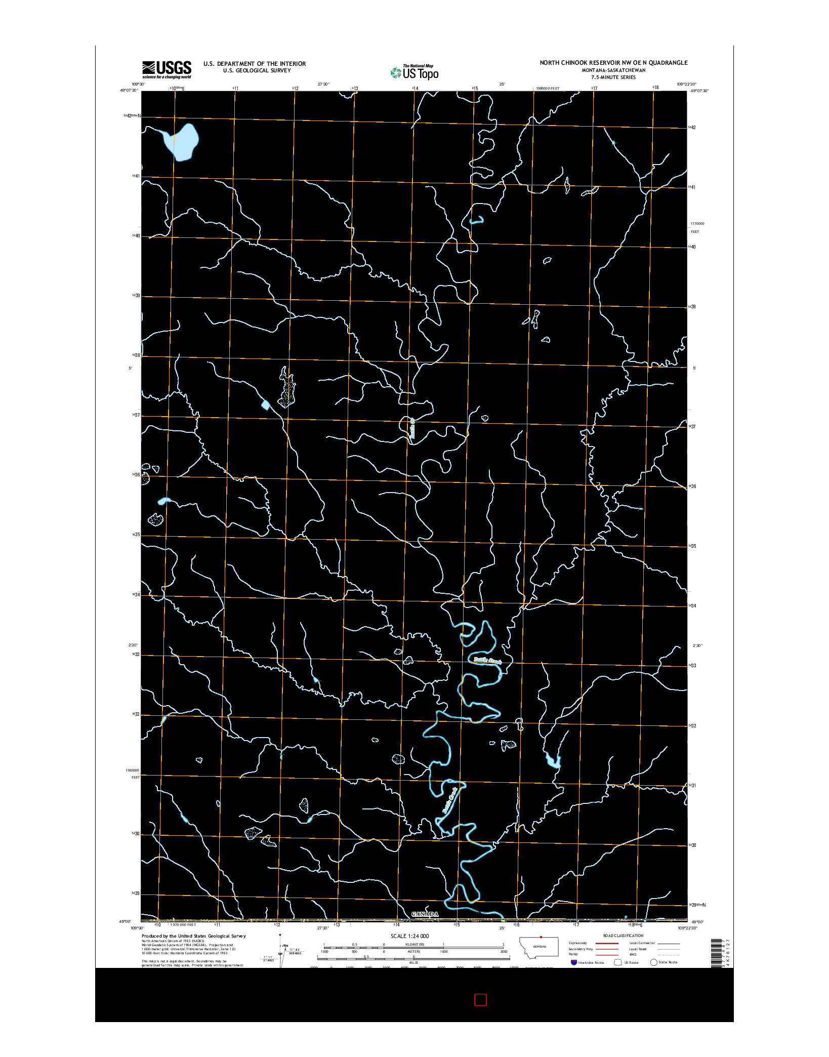 USGS US TOPO 7.5-MINUTE MAP FOR NORTH CHINOOK RESERVOIR NW OE N, MT-SK 2017