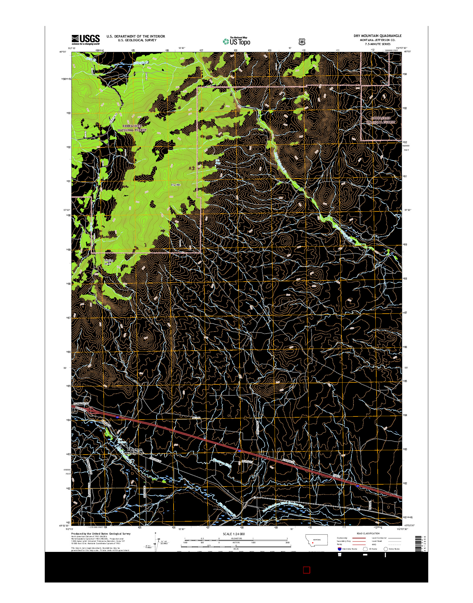 USGS US TOPO 7.5-MINUTE MAP FOR DRY MOUNTAIN, MT 2017