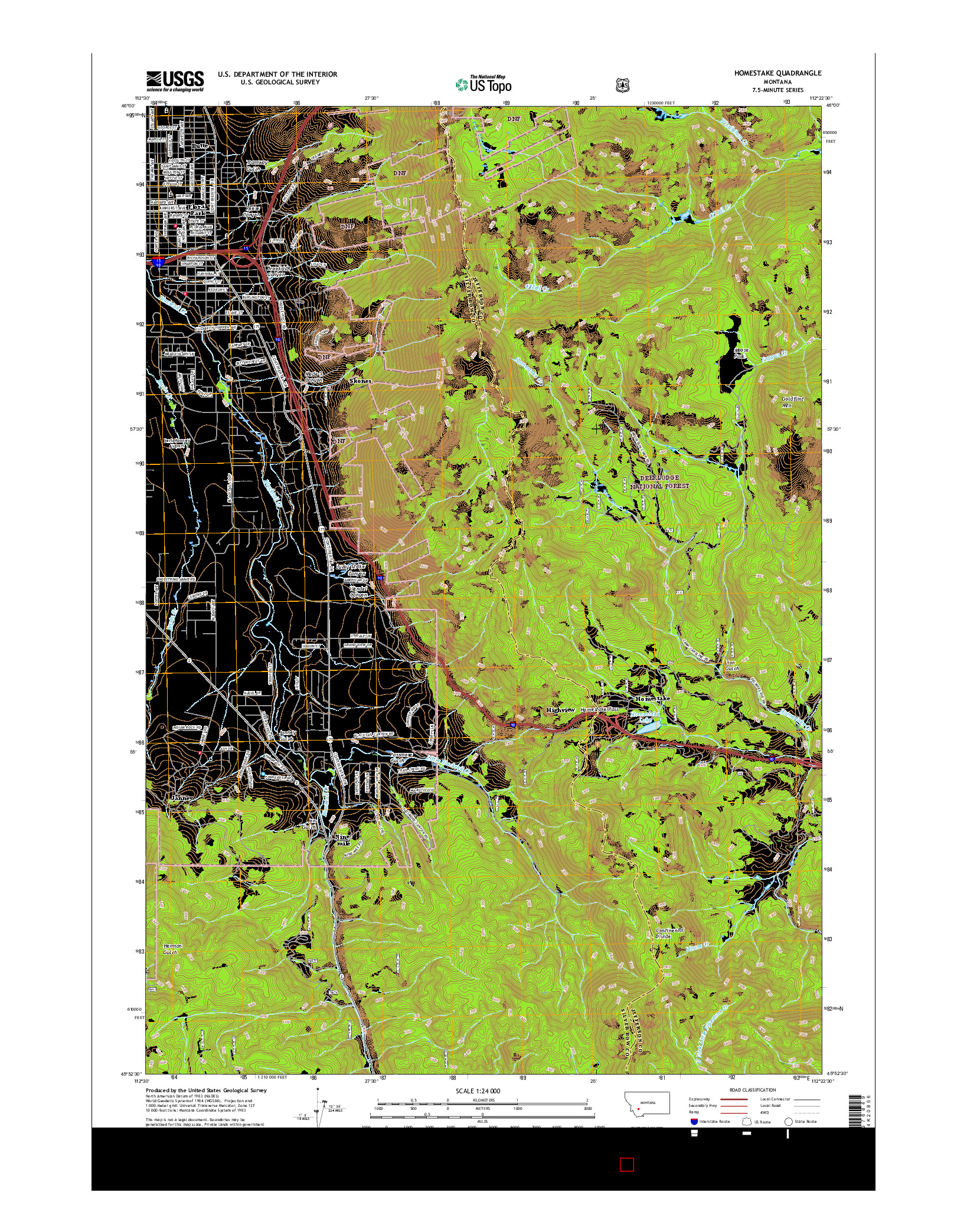 USGS US TOPO 7.5-MINUTE MAP FOR HOMESTAKE, MT 2017