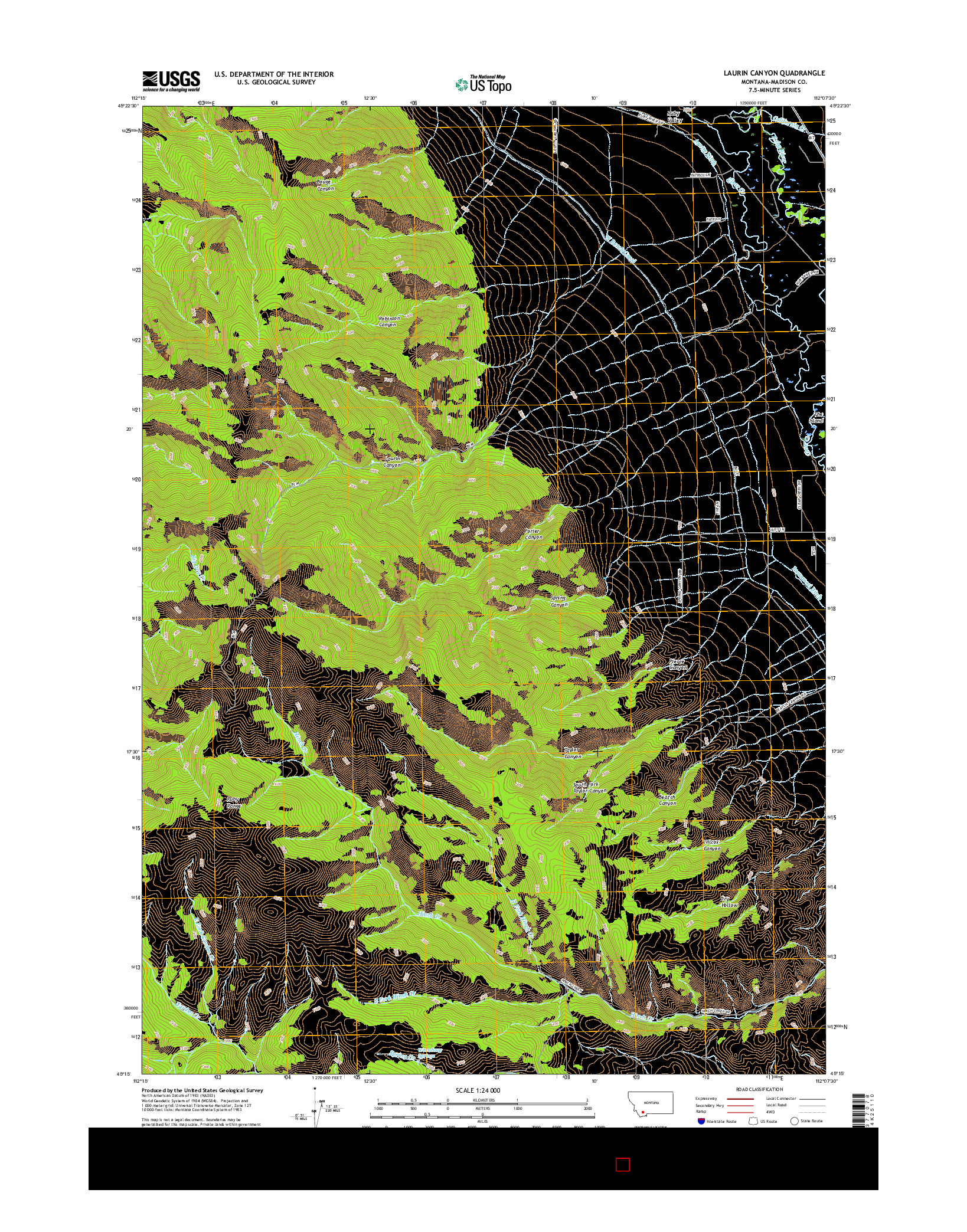 USGS US TOPO 7.5-MINUTE MAP FOR LAURIN CANYON, MT 2017