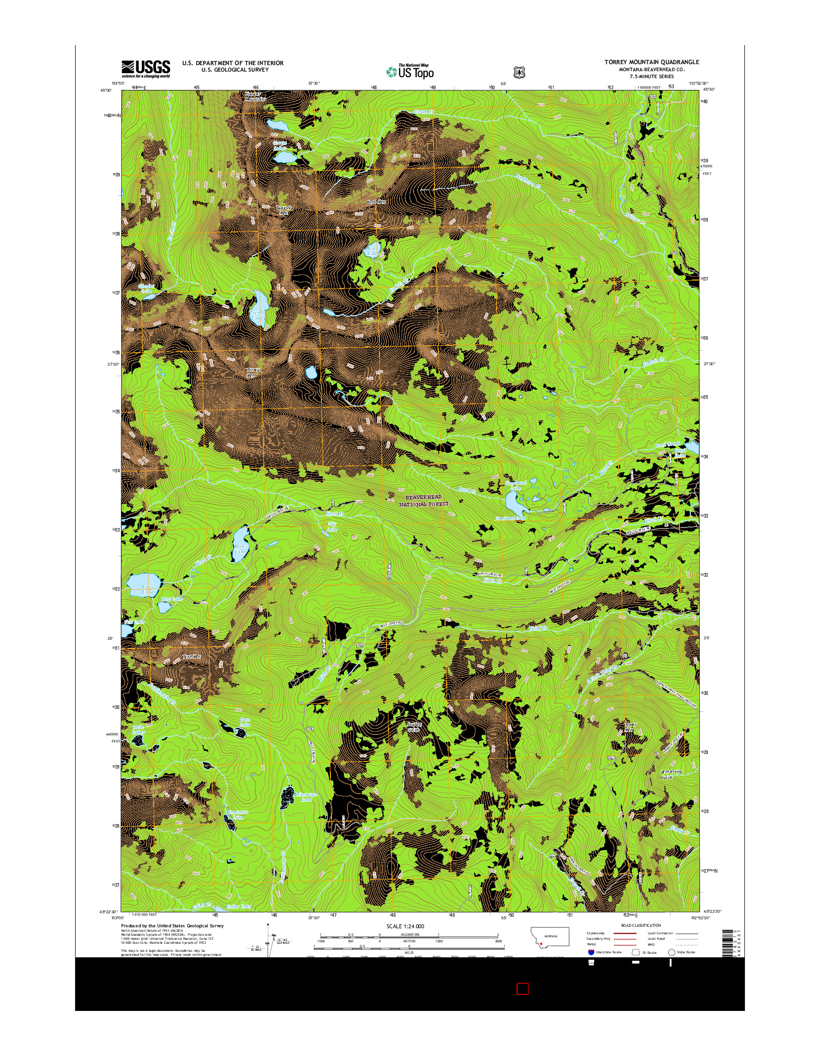 USGS US TOPO 7.5-MINUTE MAP FOR TORREY MOUNTAIN, MT 2017