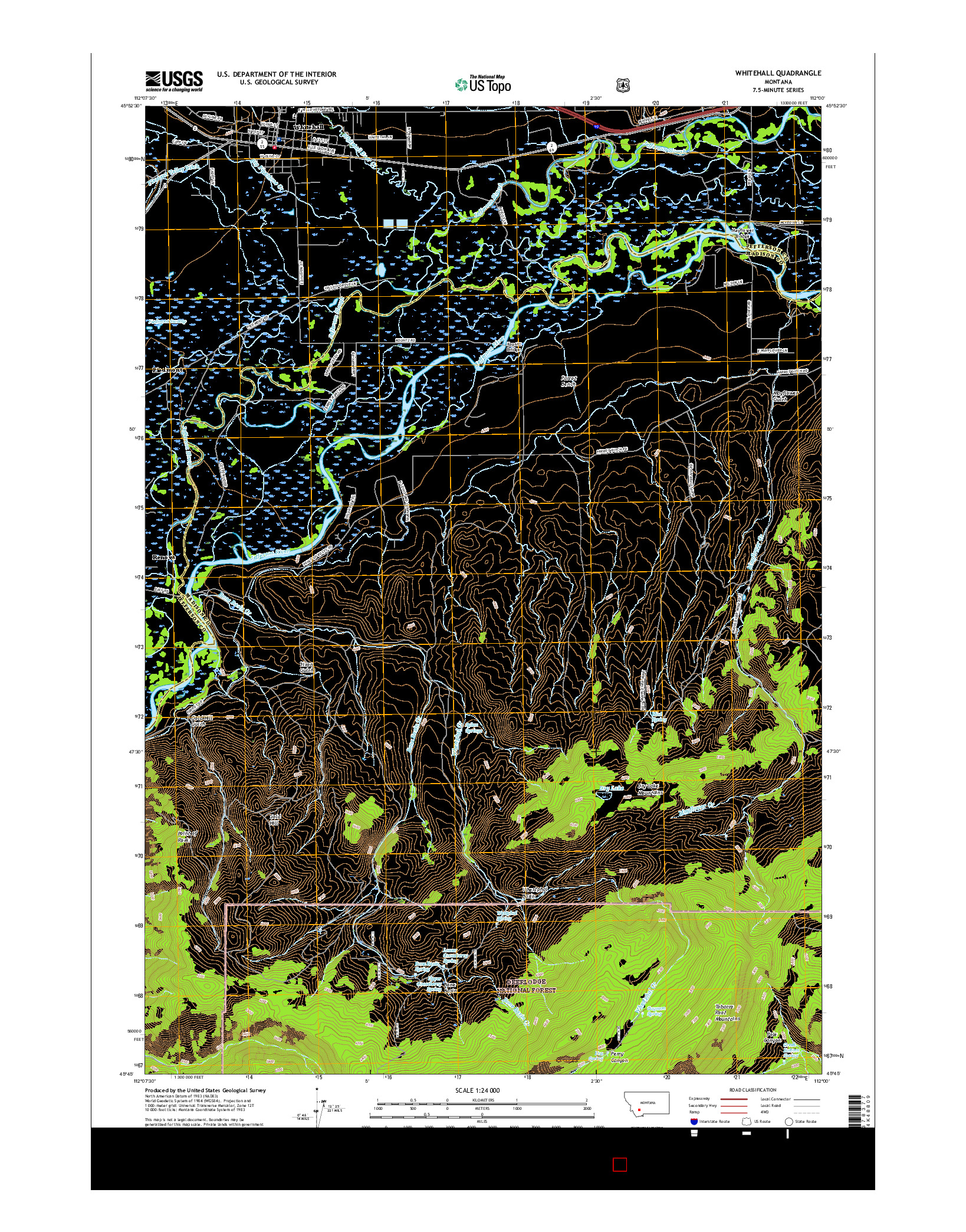 USGS US TOPO 7.5-MINUTE MAP FOR WHITEHALL, MT 2017