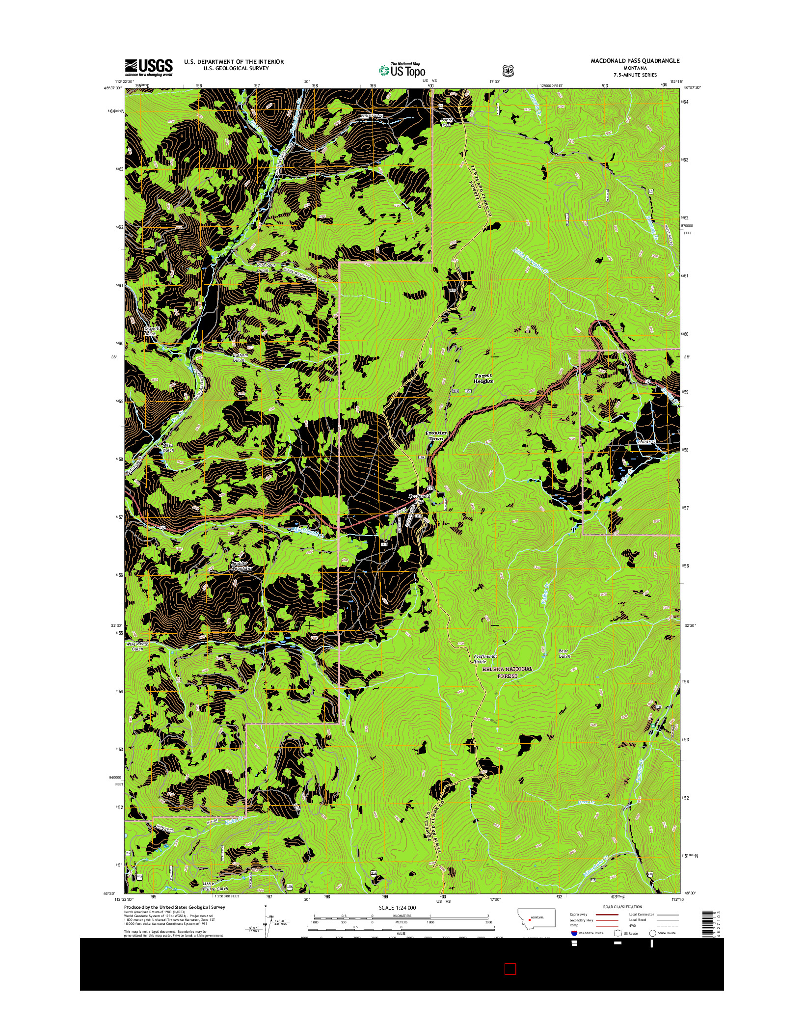 USGS US TOPO 7.5-MINUTE MAP FOR MACDONALD PASS, MT 2017