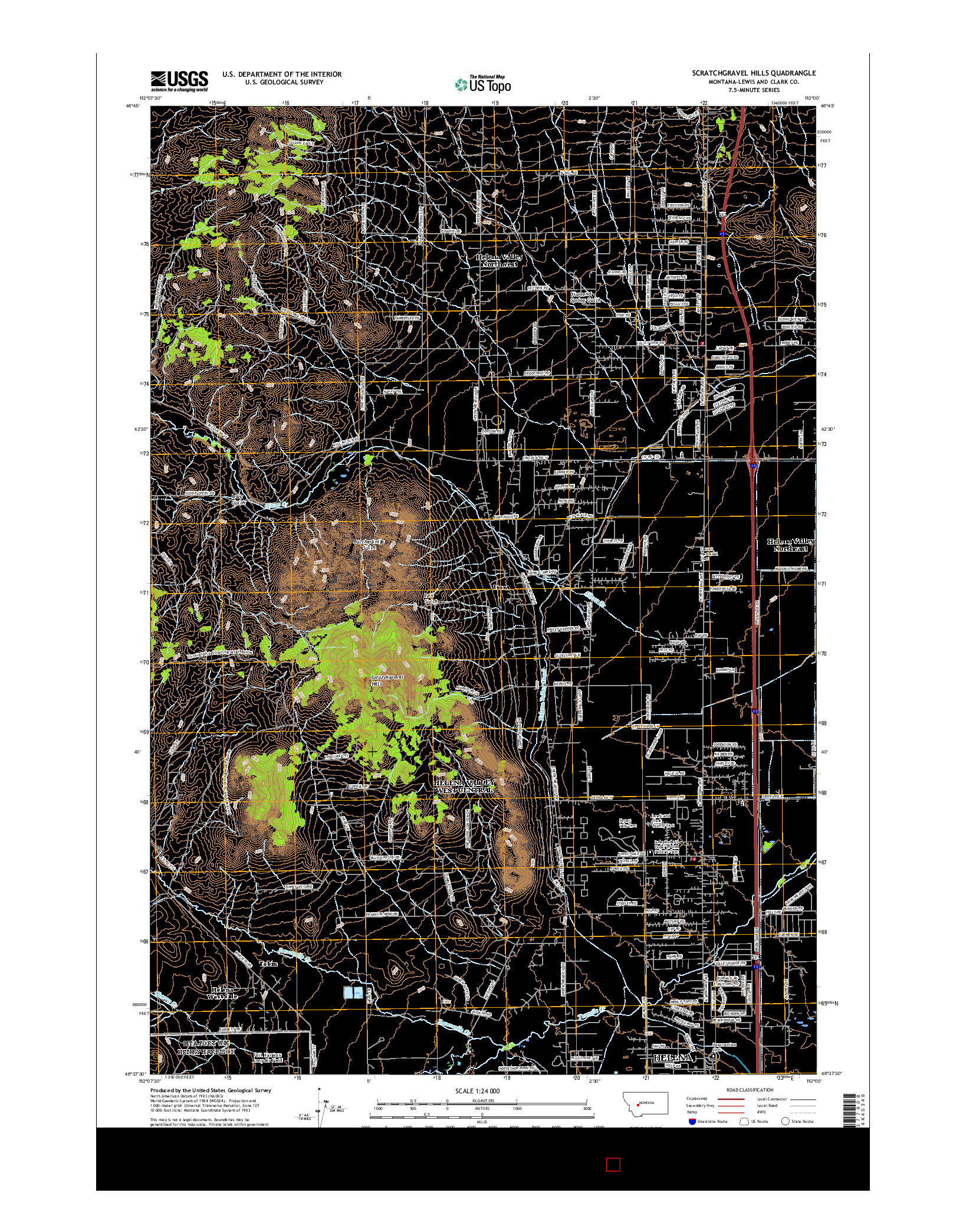 USGS US TOPO 7.5-MINUTE MAP FOR SCRATCHGRAVEL HILLS, MT 2017