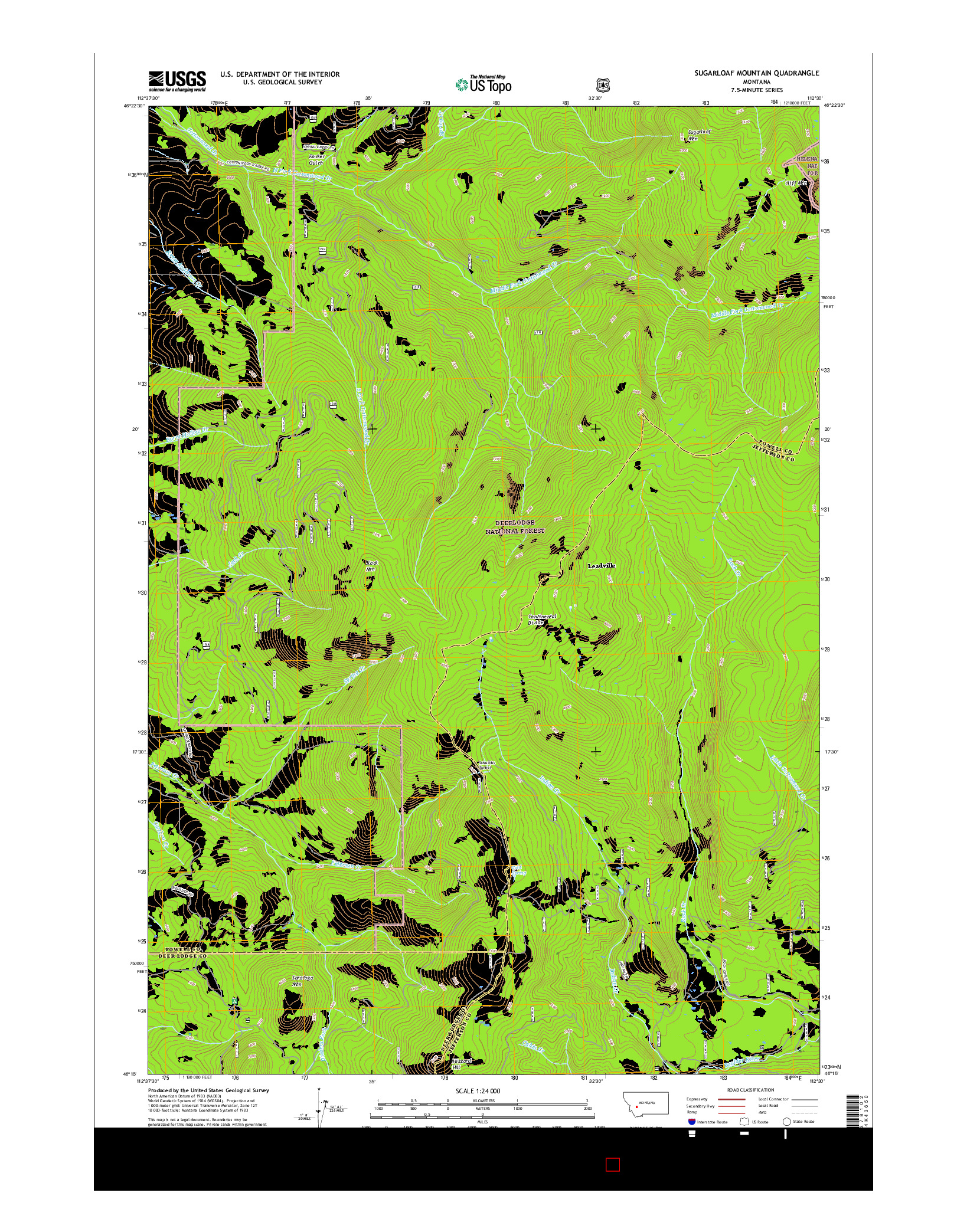 USGS US TOPO 7.5-MINUTE MAP FOR SUGARLOAF MOUNTAIN, MT 2017