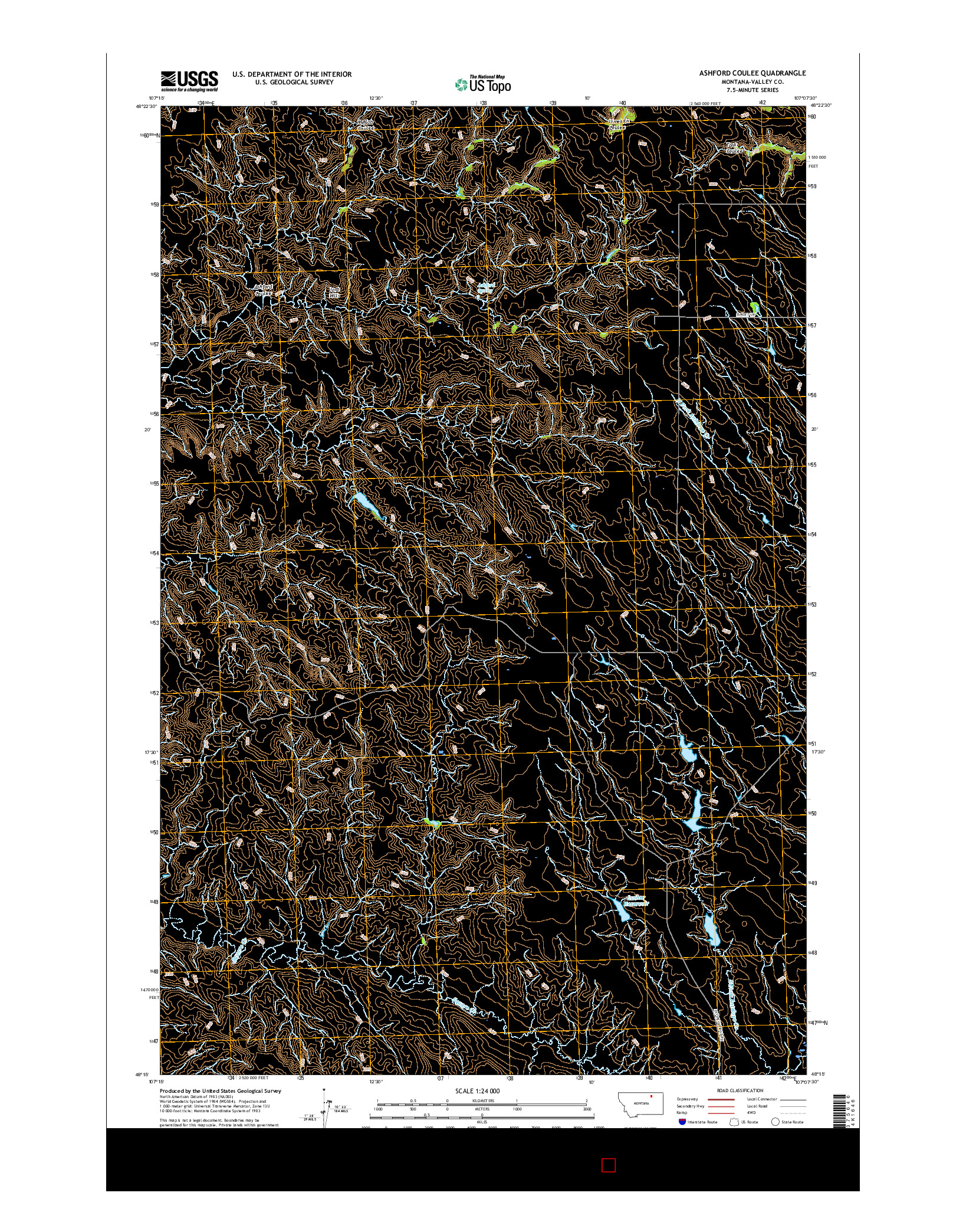 USGS US TOPO 7.5-MINUTE MAP FOR ASHFORD COULEE, MT 2017