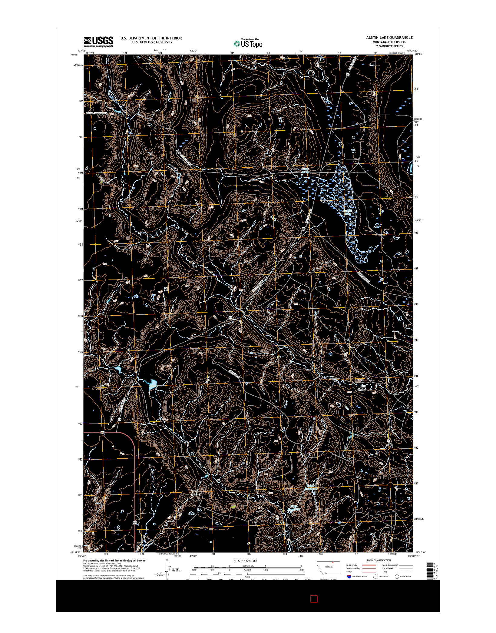 USGS US TOPO 7.5-MINUTE MAP FOR AUSTIN LAKE, MT 2017
