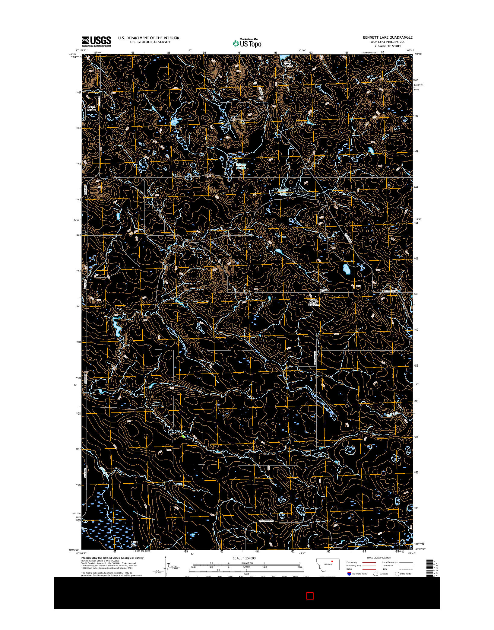 USGS US TOPO 7.5-MINUTE MAP FOR BENNETT LAKE, MT 2017