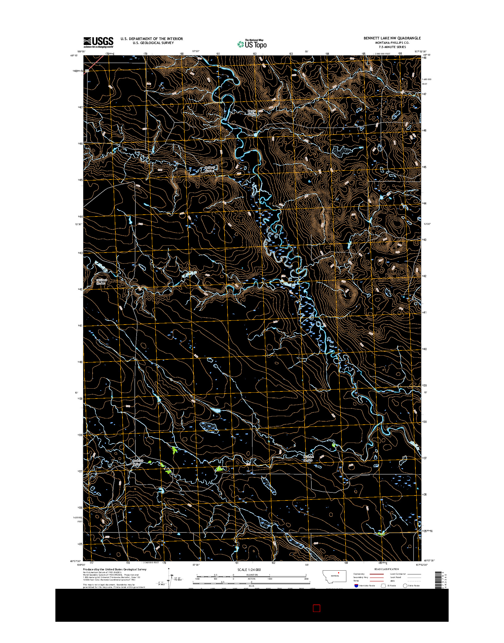 USGS US TOPO 7.5-MINUTE MAP FOR BENNETT LAKE NW, MT 2017