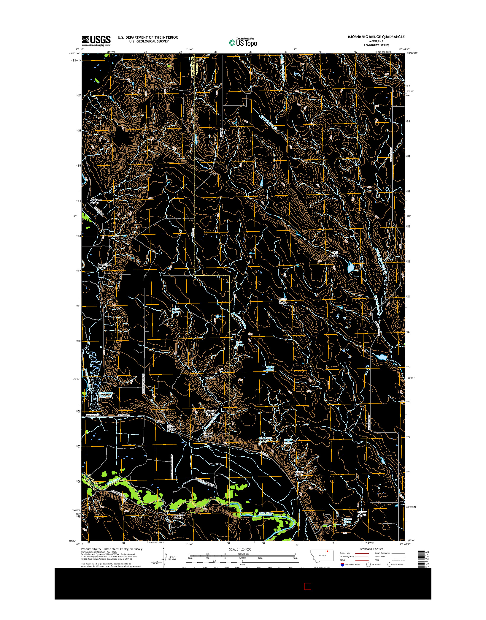 USGS US TOPO 7.5-MINUTE MAP FOR BJORNBERG BRIDGE, MT 2017