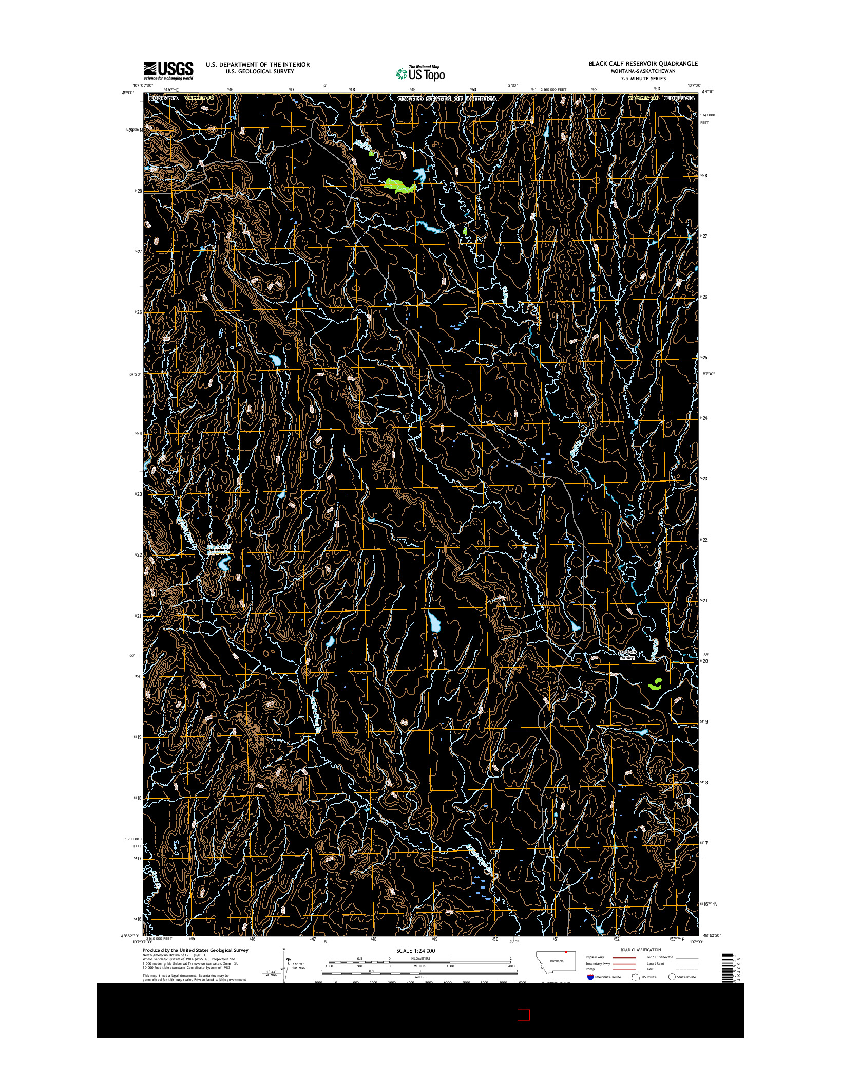 USGS US TOPO 7.5-MINUTE MAP FOR BLACK CALF RESERVOIR, MT-SK 2017