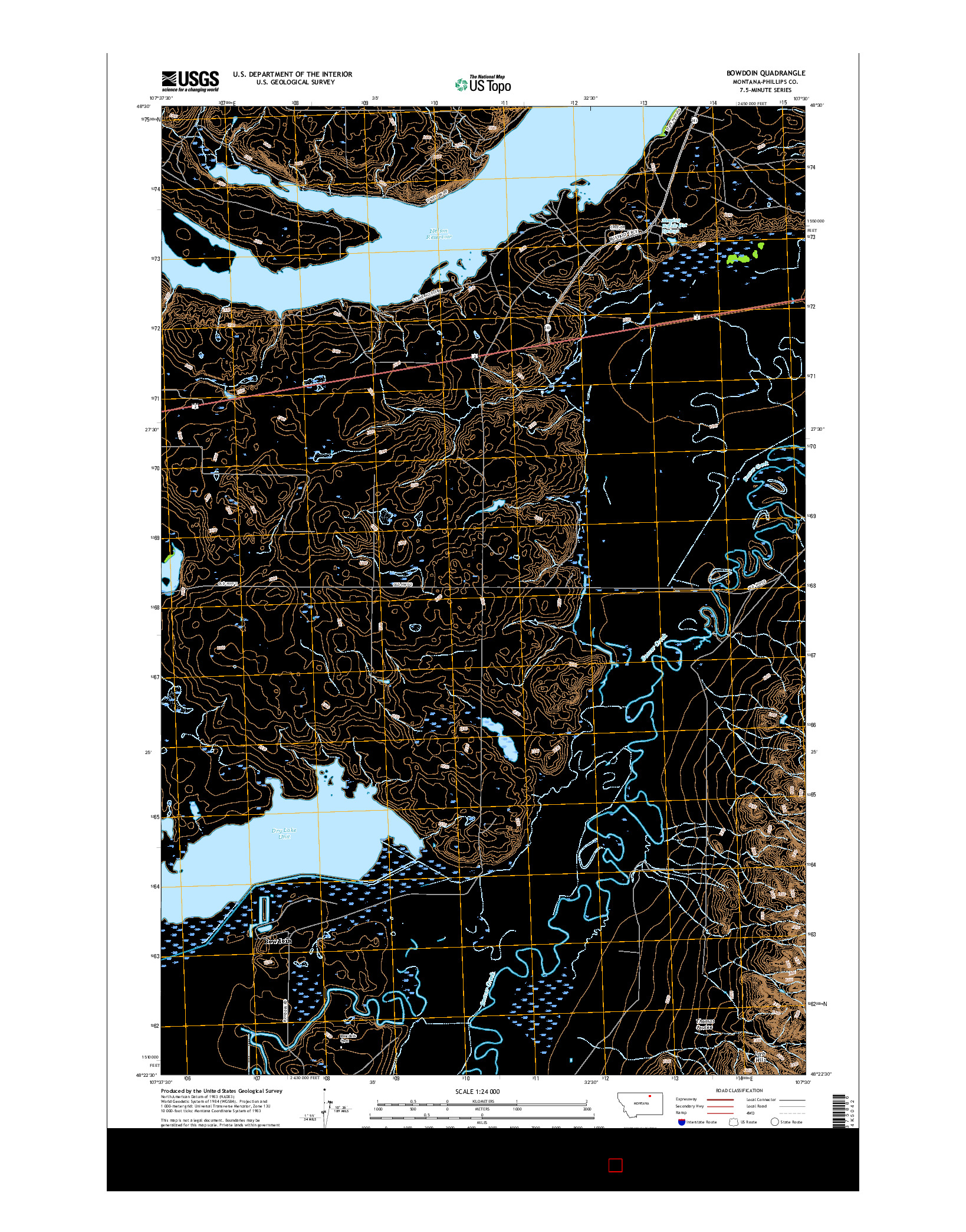 USGS US TOPO 7.5-MINUTE MAP FOR BOWDOIN, MT 2017
