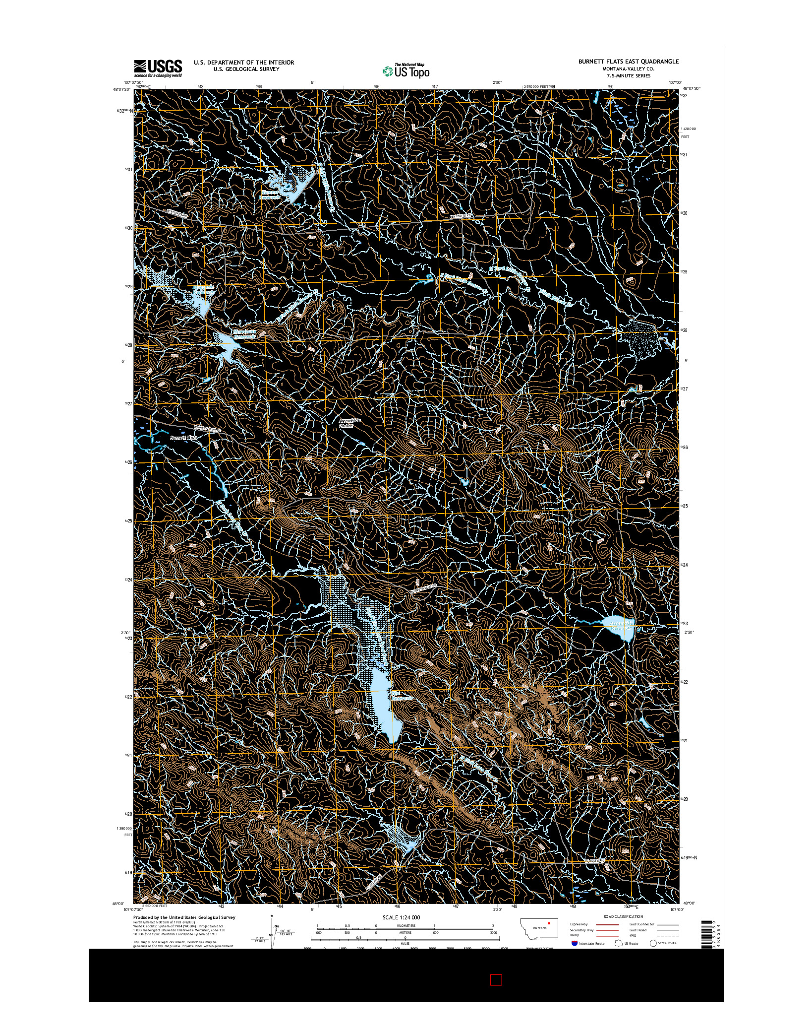 USGS US TOPO 7.5-MINUTE MAP FOR BURNETT FLATS EAST, MT 2017