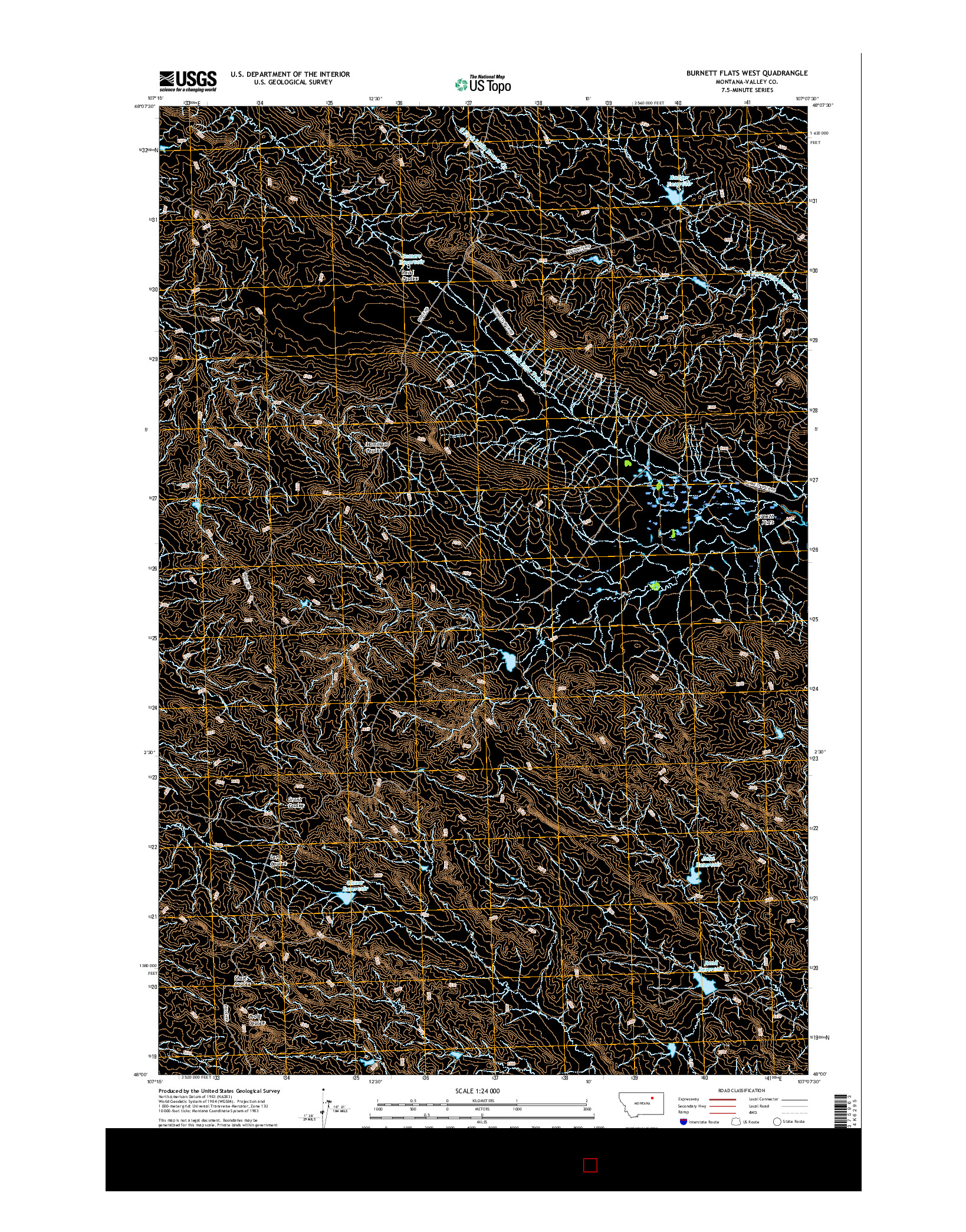 USGS US TOPO 7.5-MINUTE MAP FOR BURNETT FLATS WEST, MT 2017