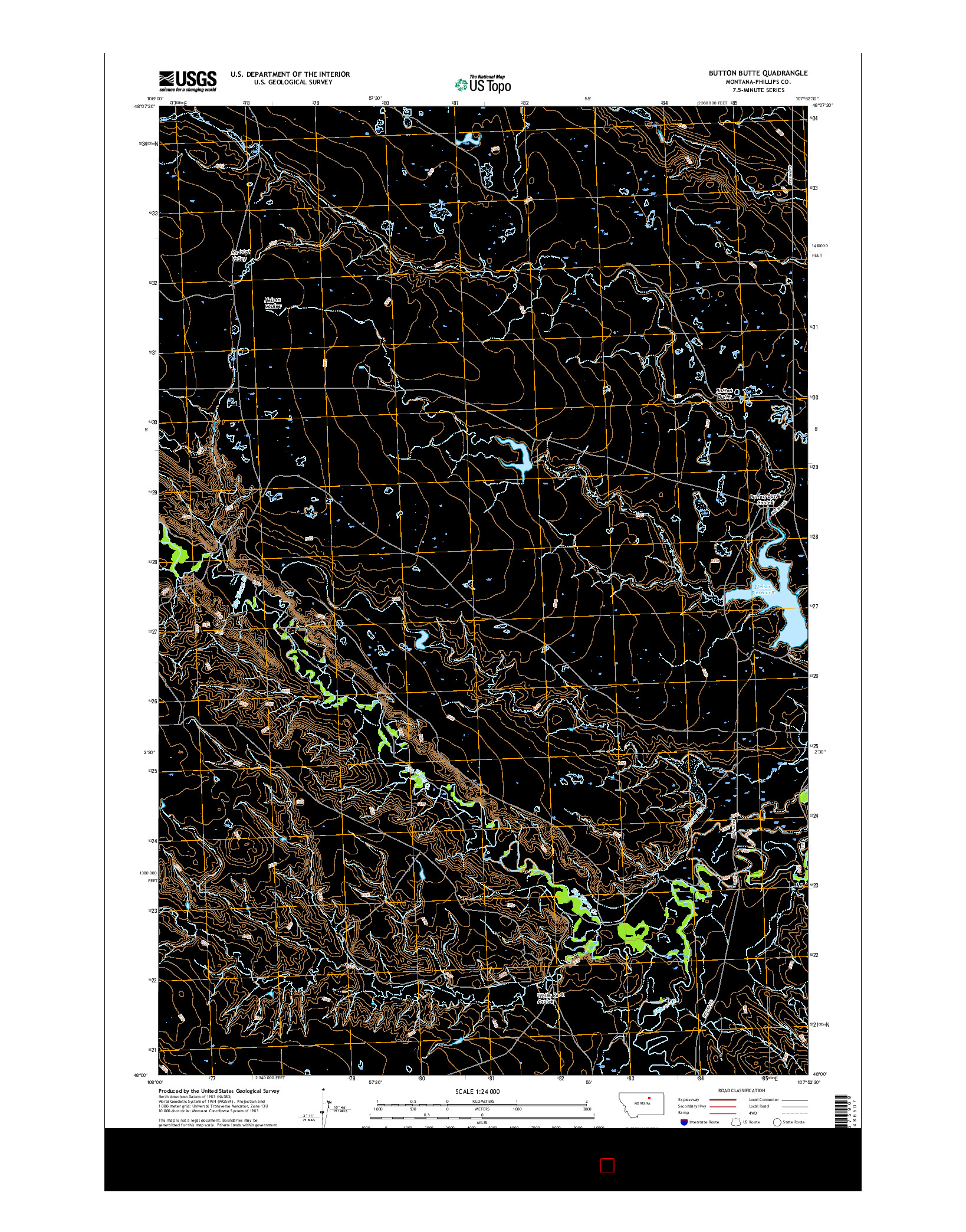 USGS US TOPO 7.5-MINUTE MAP FOR BUTTON BUTTE, MT 2017