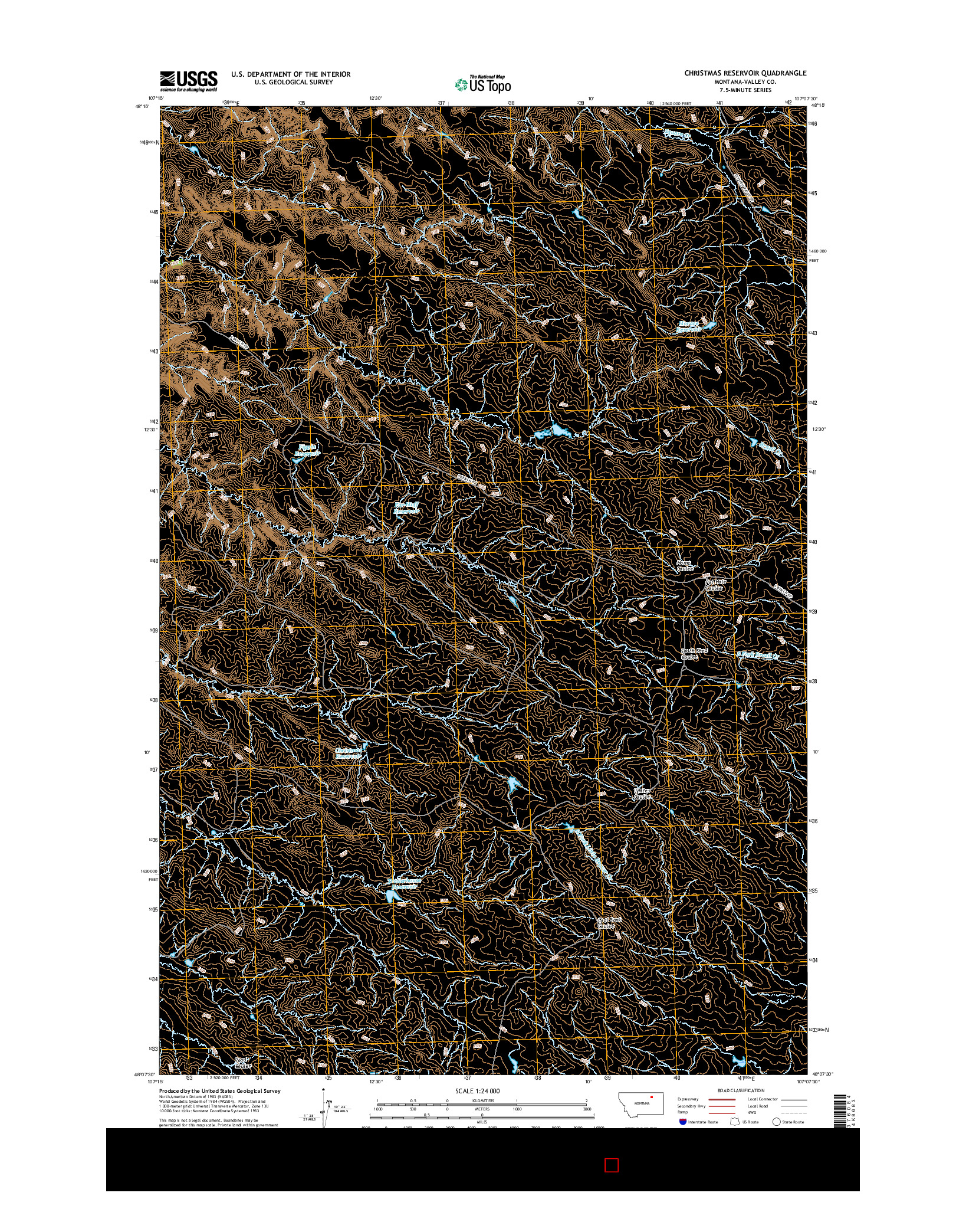 USGS US TOPO 7.5-MINUTE MAP FOR CHRISTMAS RESERVOIR, MT 2017