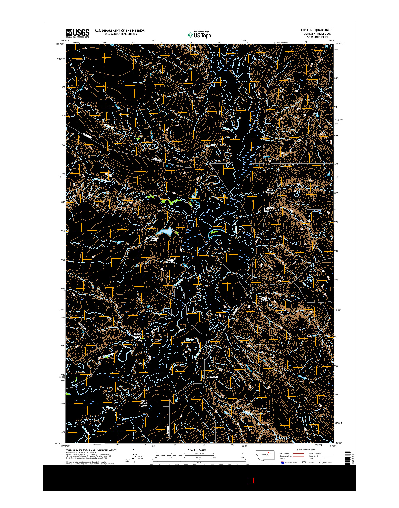 USGS US TOPO 7.5-MINUTE MAP FOR CONTENT, MT 2017