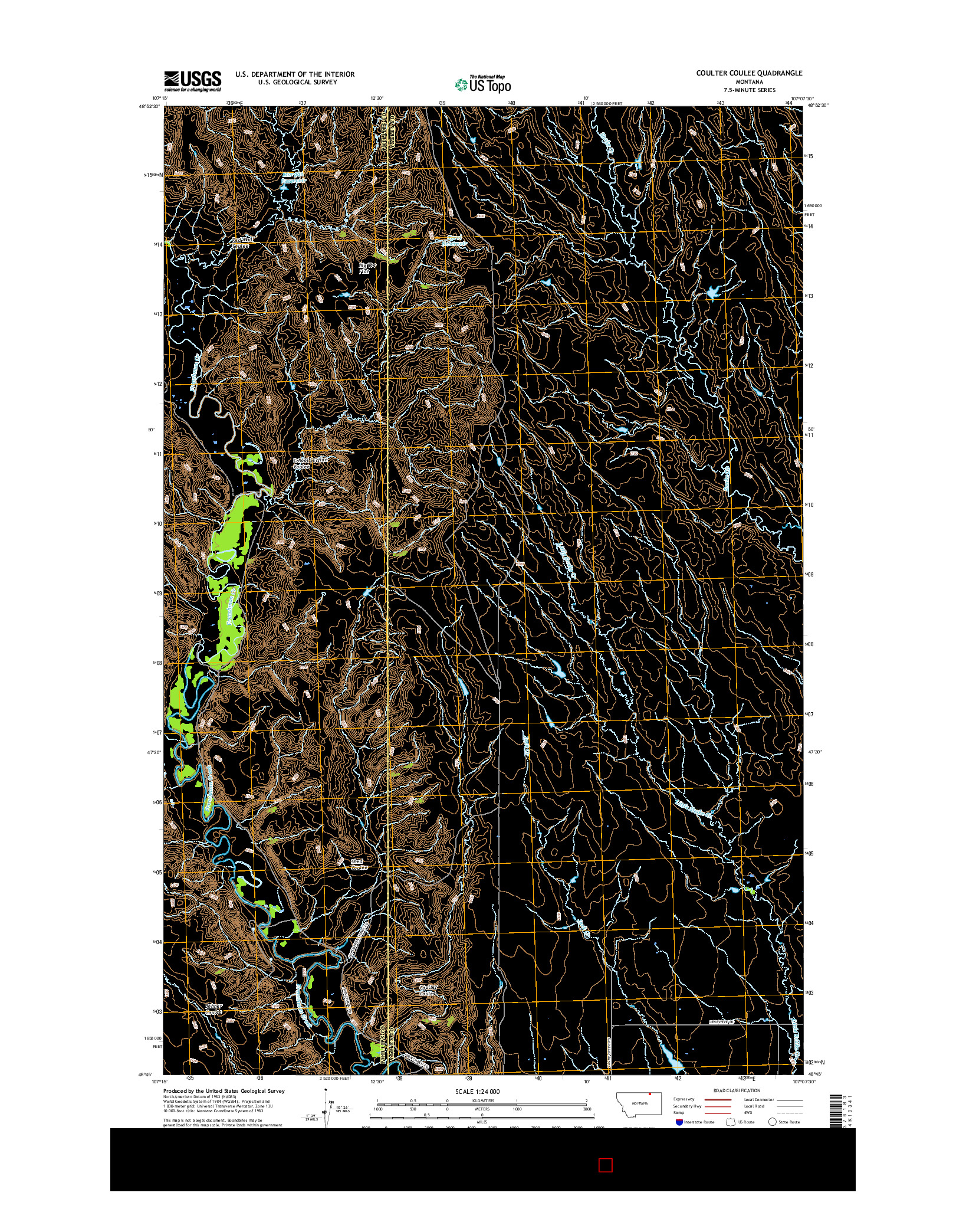 USGS US TOPO 7.5-MINUTE MAP FOR COULTER COULEE, MT 2017