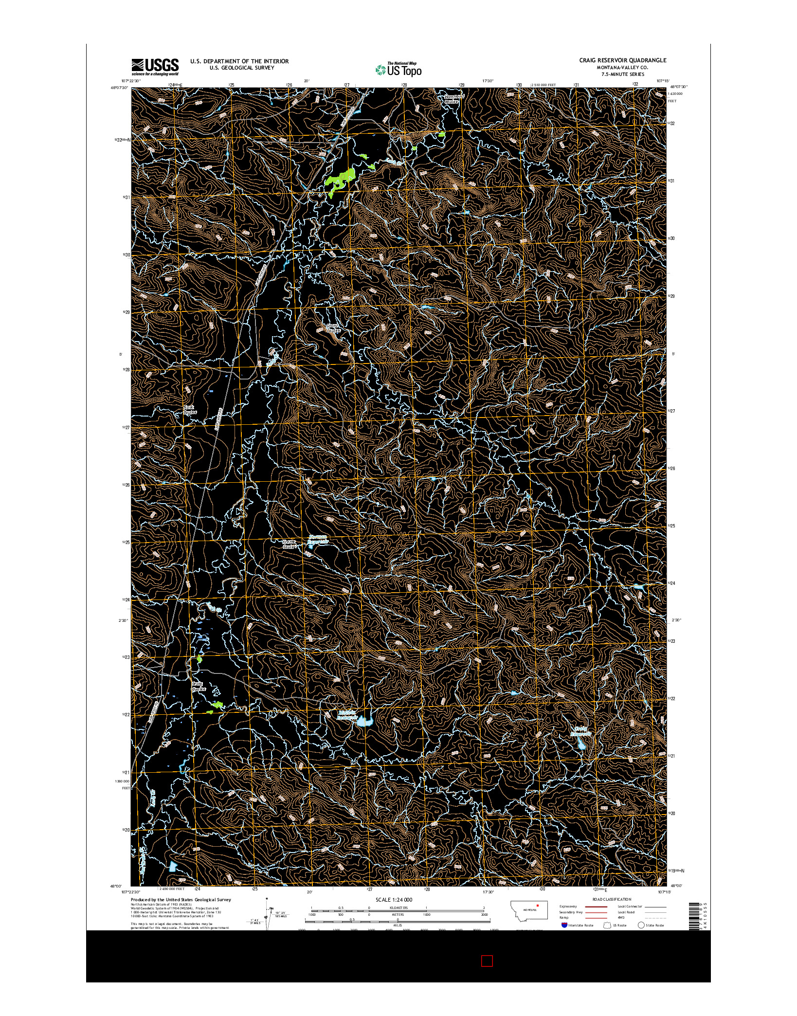 USGS US TOPO 7.5-MINUTE MAP FOR CRAIG RESERVOIR, MT 2017