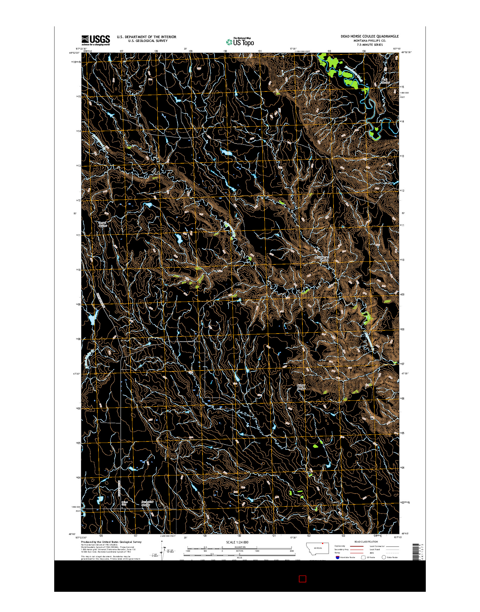 USGS US TOPO 7.5-MINUTE MAP FOR DEAD HORSE COULEE, MT 2017