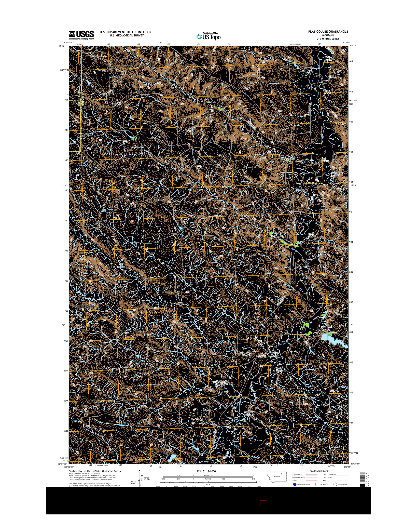 USGS US TOPO 7.5-MINUTE MAP FOR FLAT COULEE, MT 2017