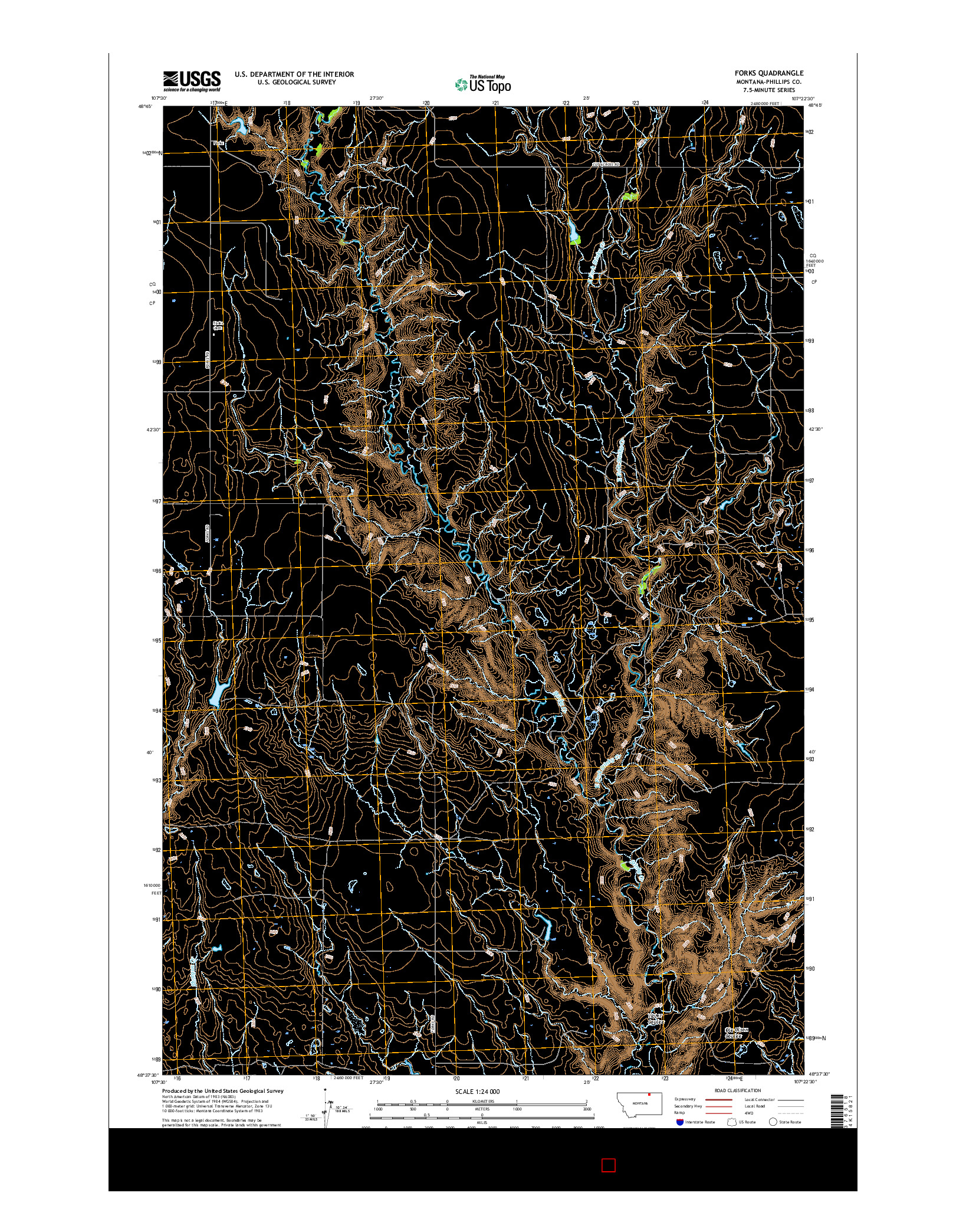 USGS US TOPO 7.5-MINUTE MAP FOR FORKS, MT 2017