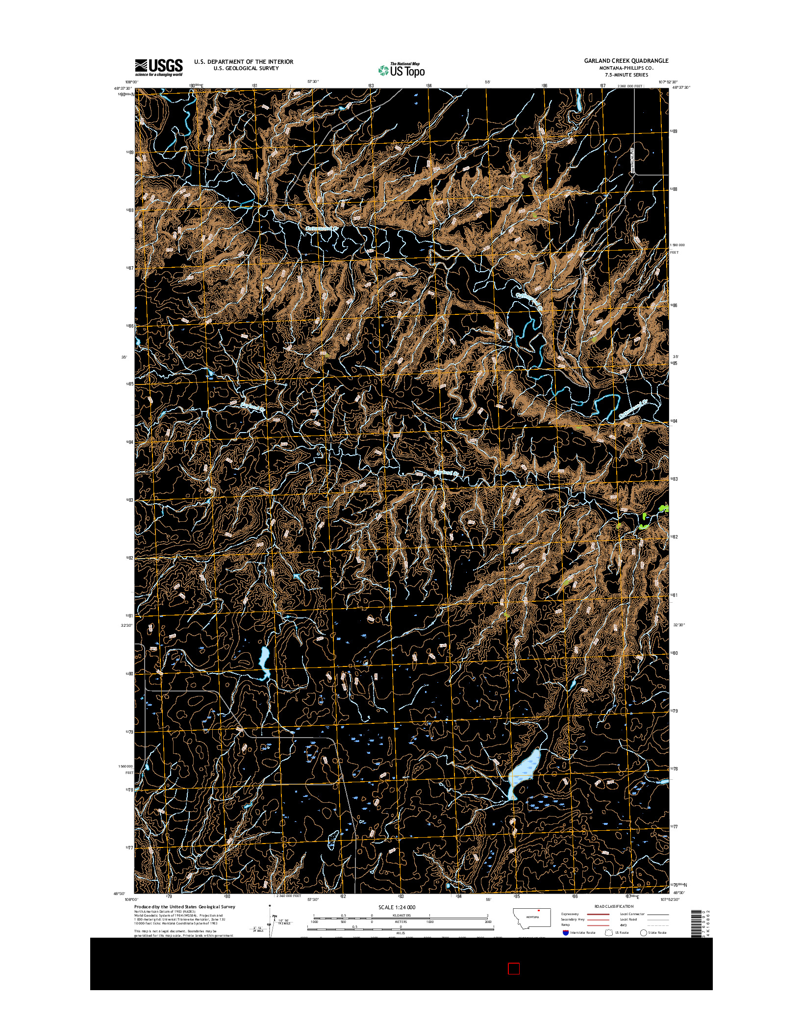 USGS US TOPO 7.5-MINUTE MAP FOR GARLAND CREEK, MT 2017