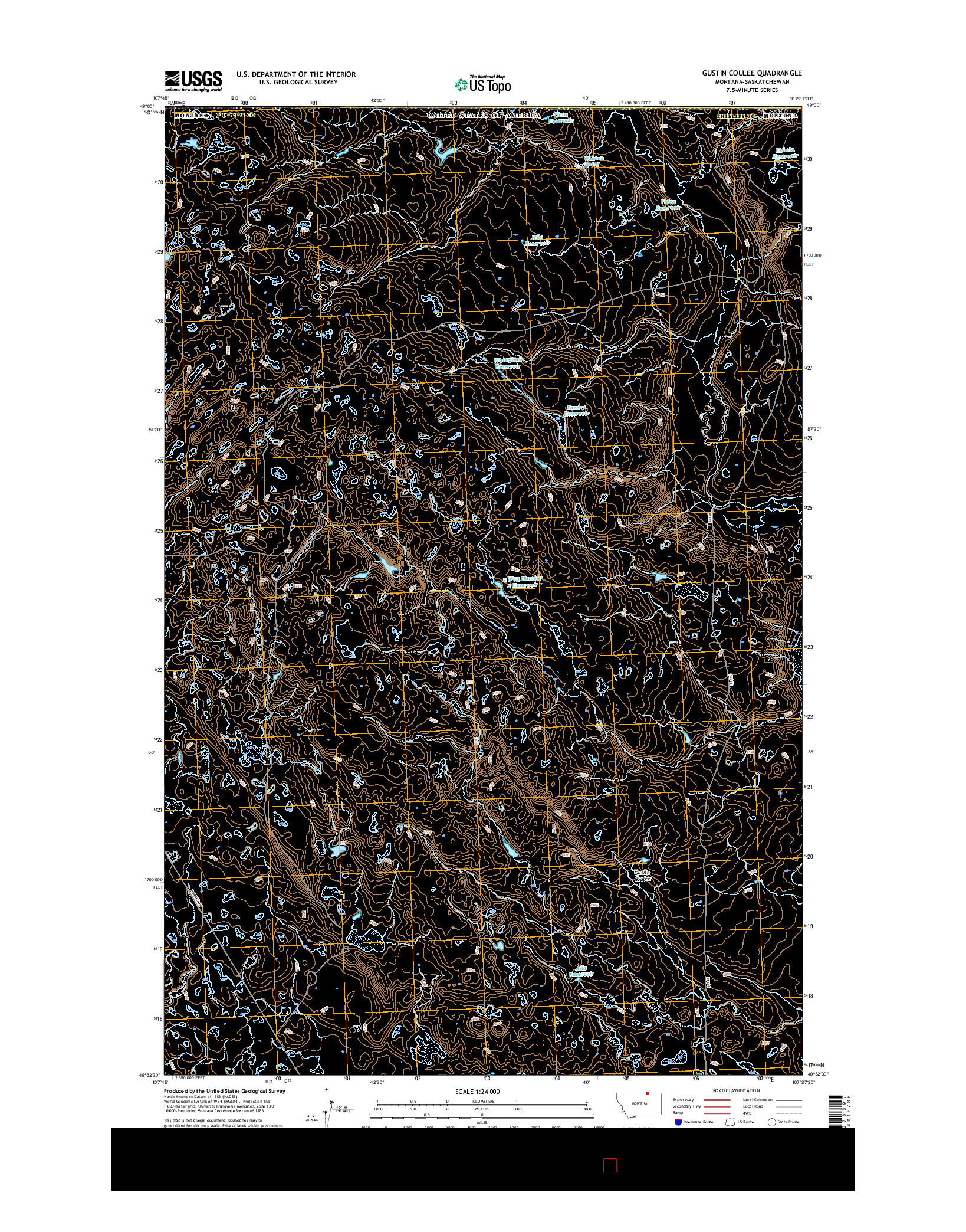 USGS US TOPO 7.5-MINUTE MAP FOR GUSTIN COULEE, MT-SK 2017