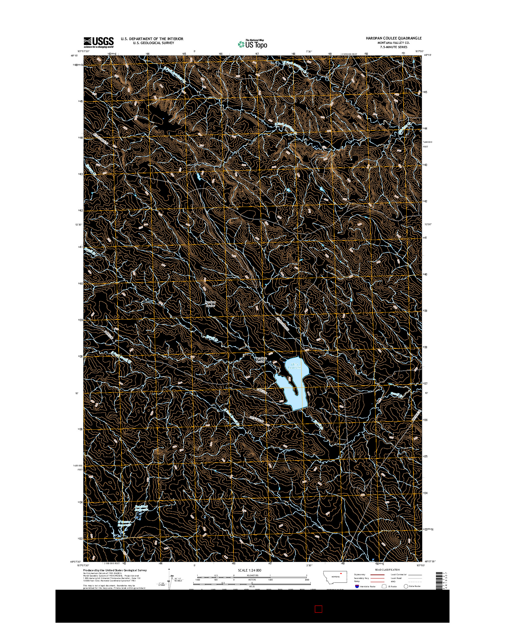 USGS US TOPO 7.5-MINUTE MAP FOR HARDPAN COULEE, MT 2017